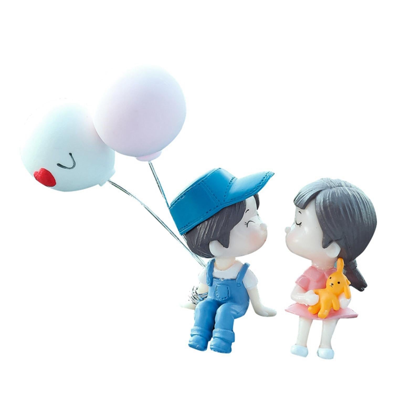 2 Pieces Car Dashboard Decorations Crafts for Themed Bedroom Desk Cab Couple Doll balloon