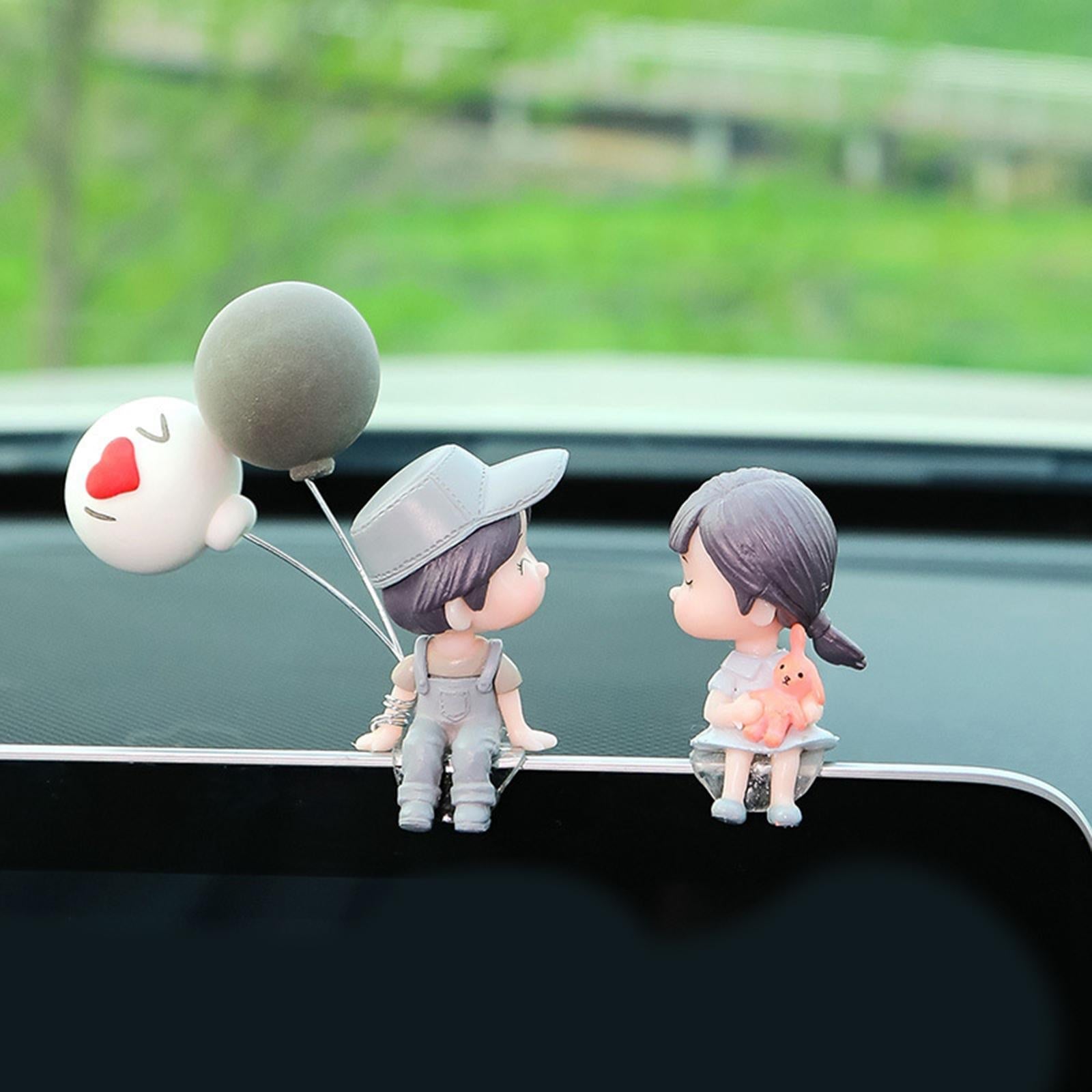 2 Pieces Car Dashboard Decorations Crafts for Themed Bedroom Desk Cab Couple Doll balloon