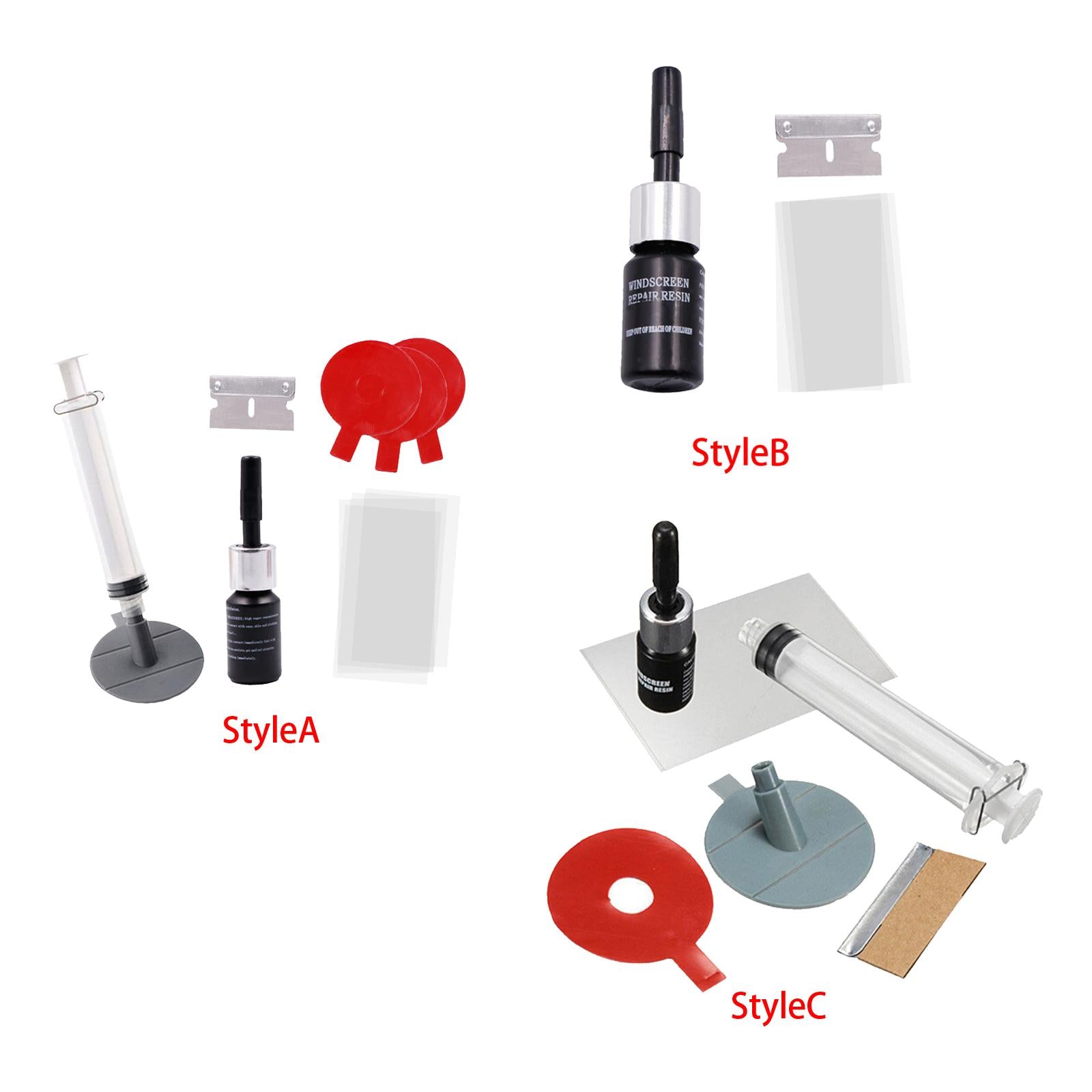 3xPractical Car Windshield Repair Kit Crack Chip Scratch Repair Style A 