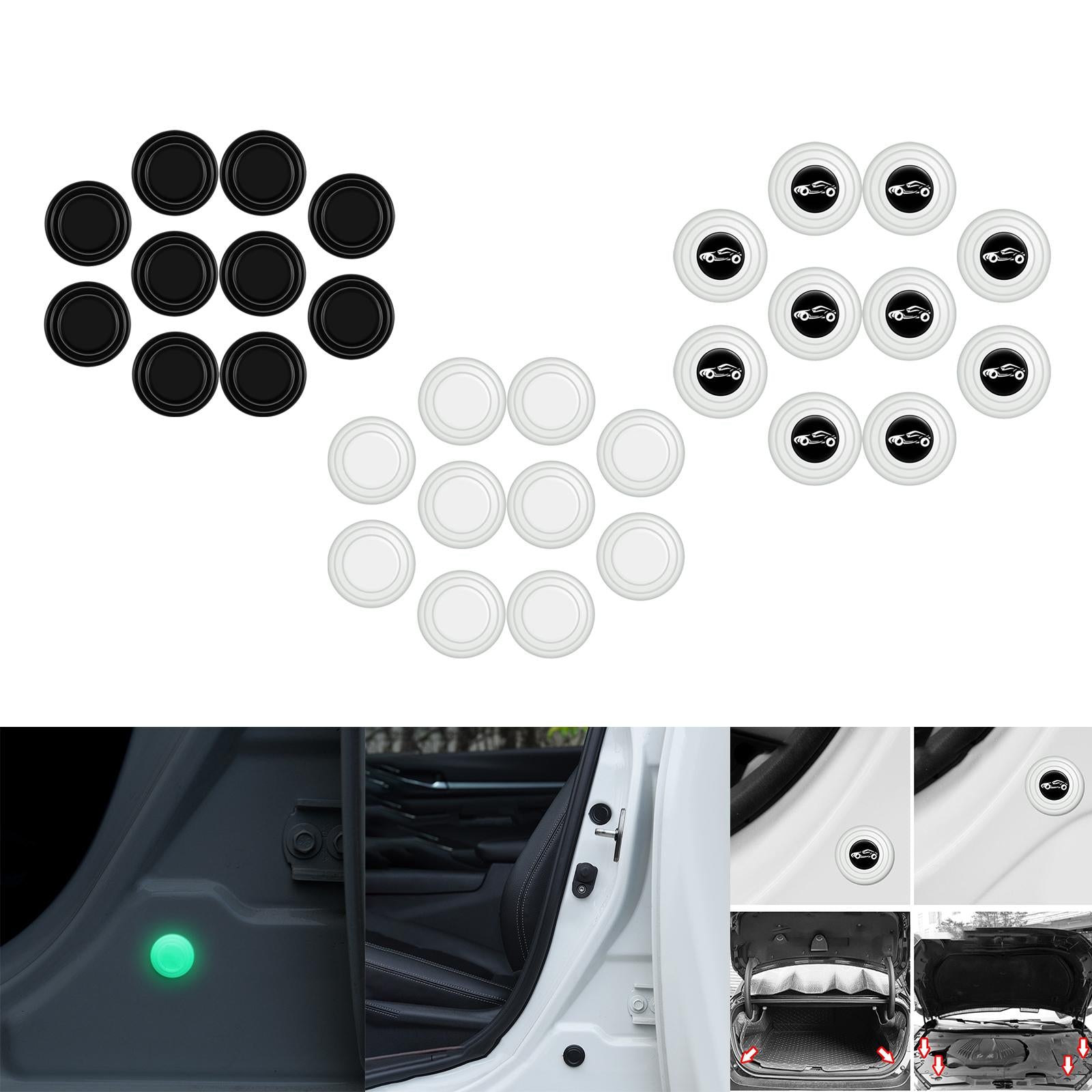 2x10Pcs Car Door Anti Collision Gasket Universal Decorative for Truck Black