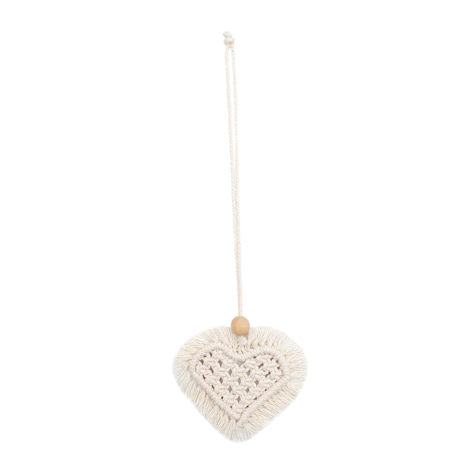2xBoho Car Hanging Charm with Wooden Bead for Wall Hanging Car Decoration White