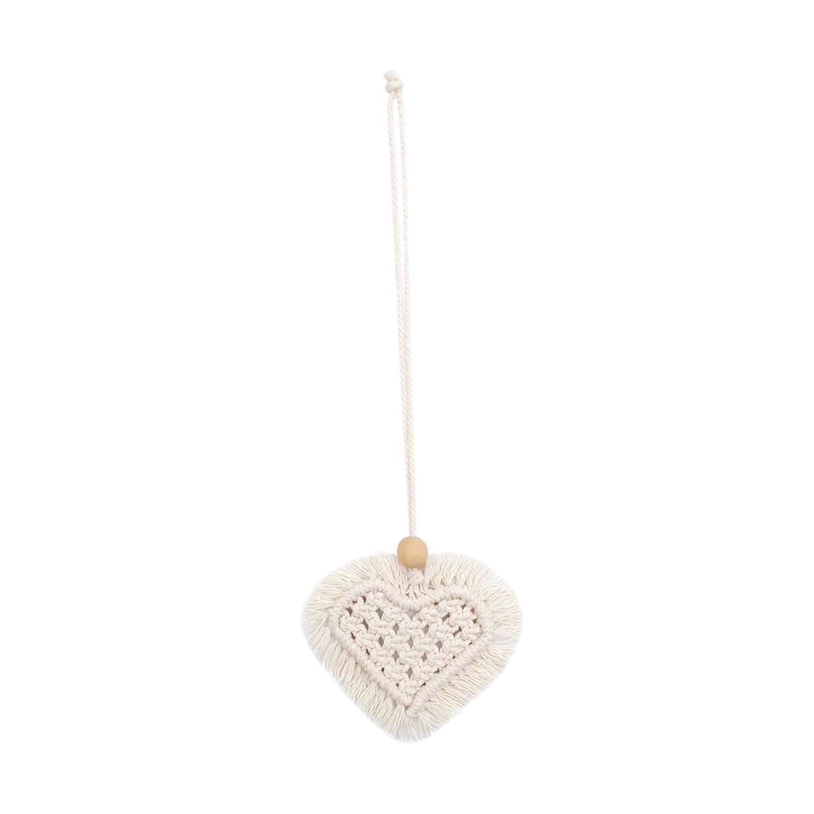 3xBoho Car Hanging Charm with Wooden Bead for Wall Hanging Car Decoration White