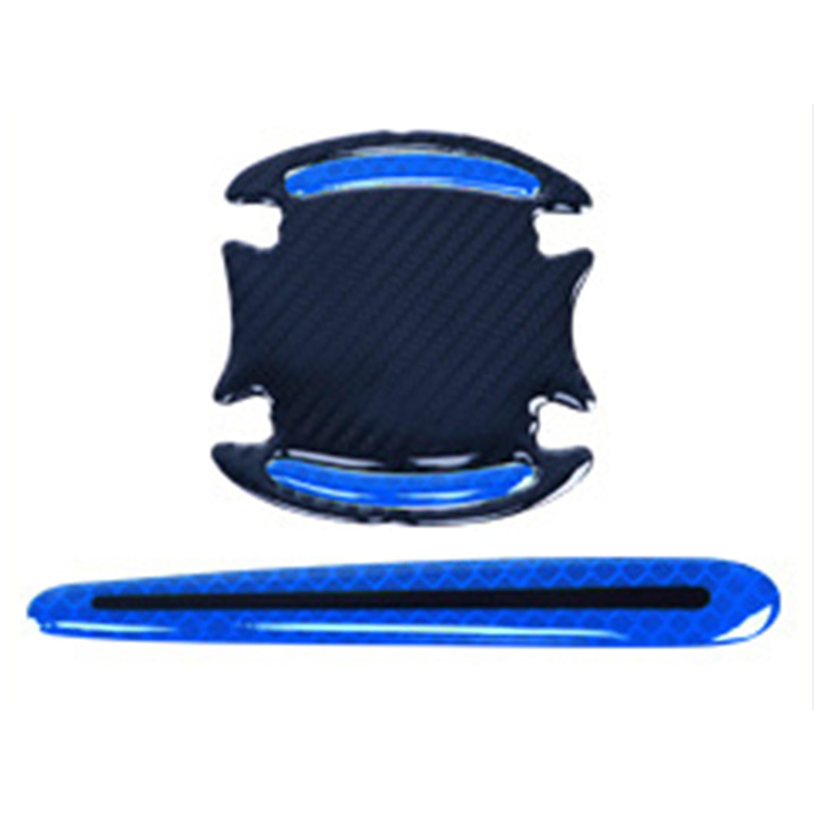 2x8 Pieces Universal Car Door Handle Scratch Protector Reflector Stickers Blue