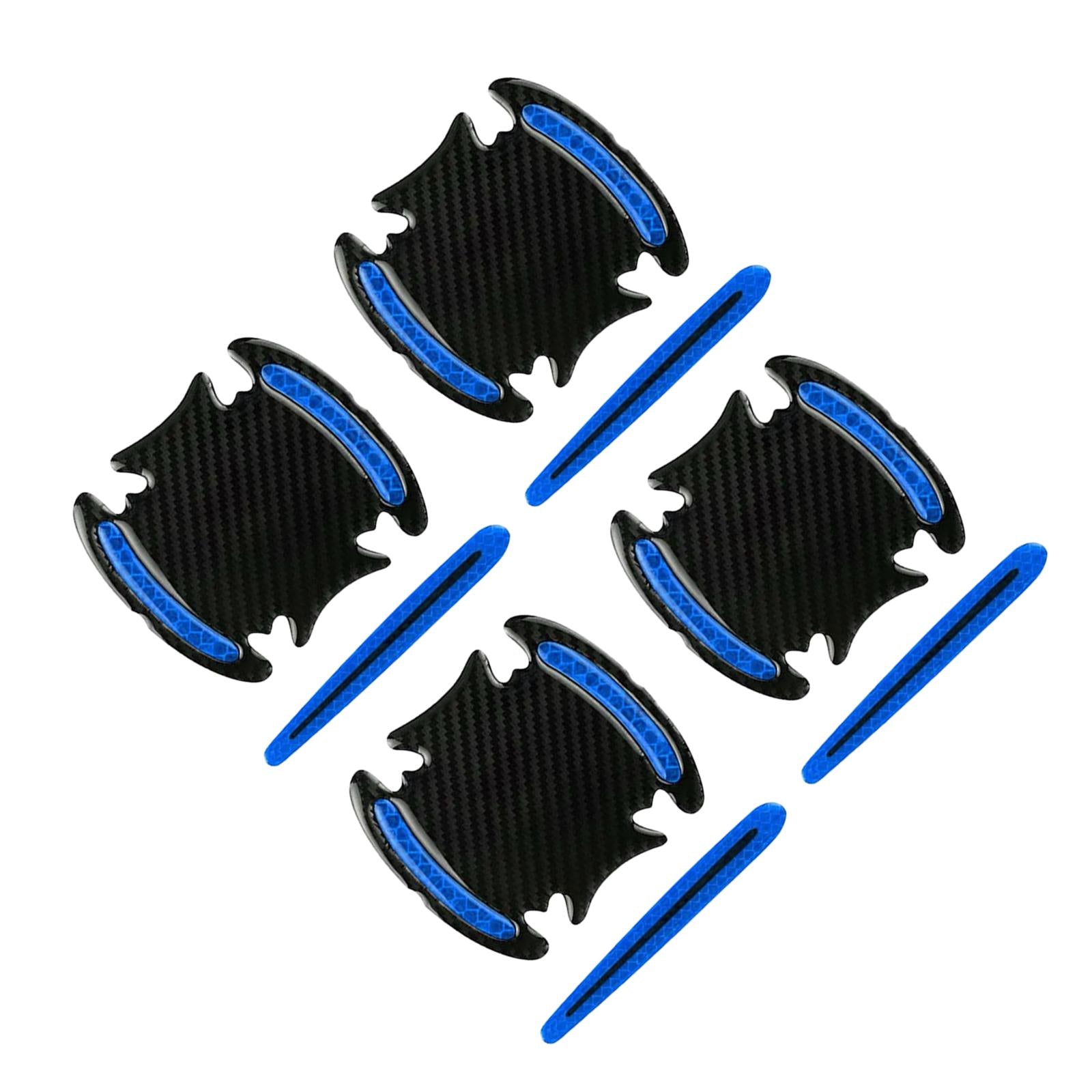 4x8 Pieces Universal Car Door Handle Scratch Protector Reflector Stickers Blue