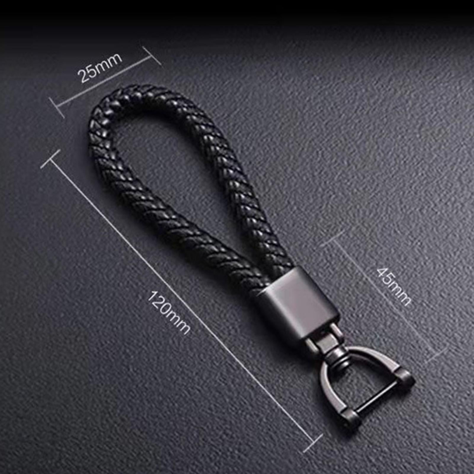 4xCar Keychain D Shape Ring Classic PU Leather Universal for Men Women Black