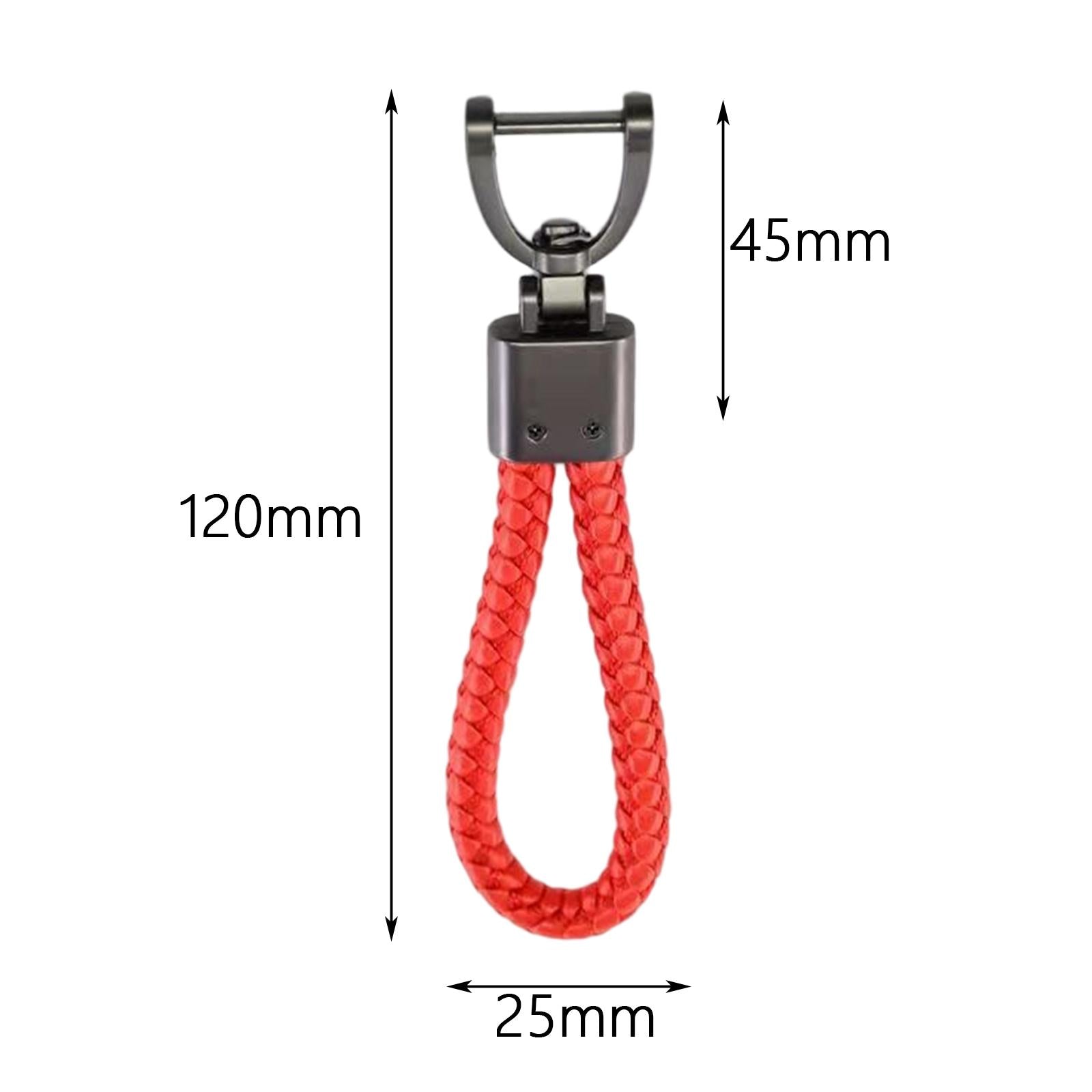 2xCar Keychain D Shape Ring Classic PU Leather Universal for Men Women Red