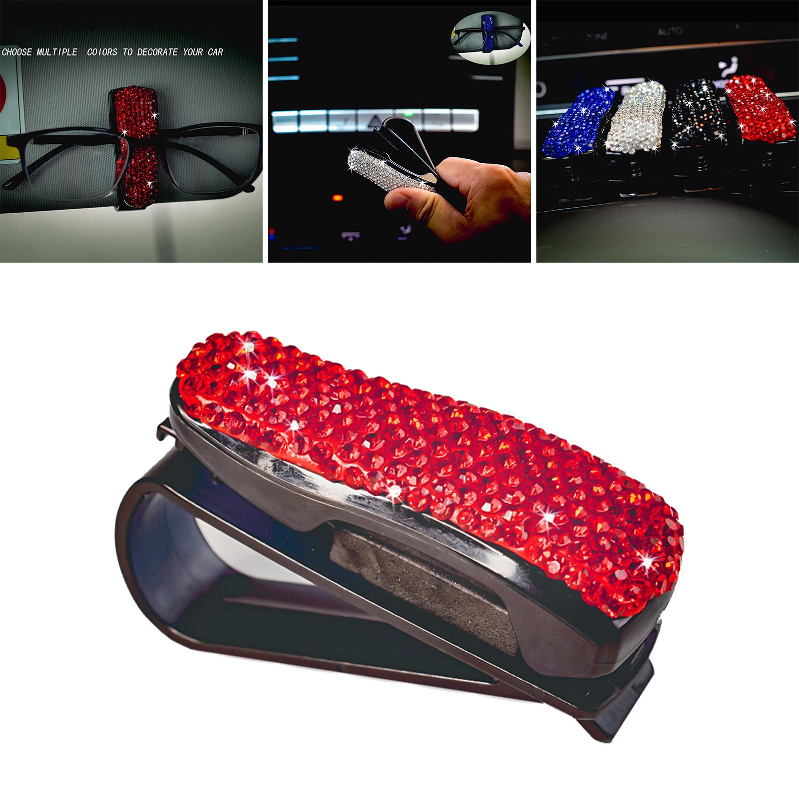 4xSun Visor Eyeglasses Clip Space Saving Interior Accessories Organizer Rack Red