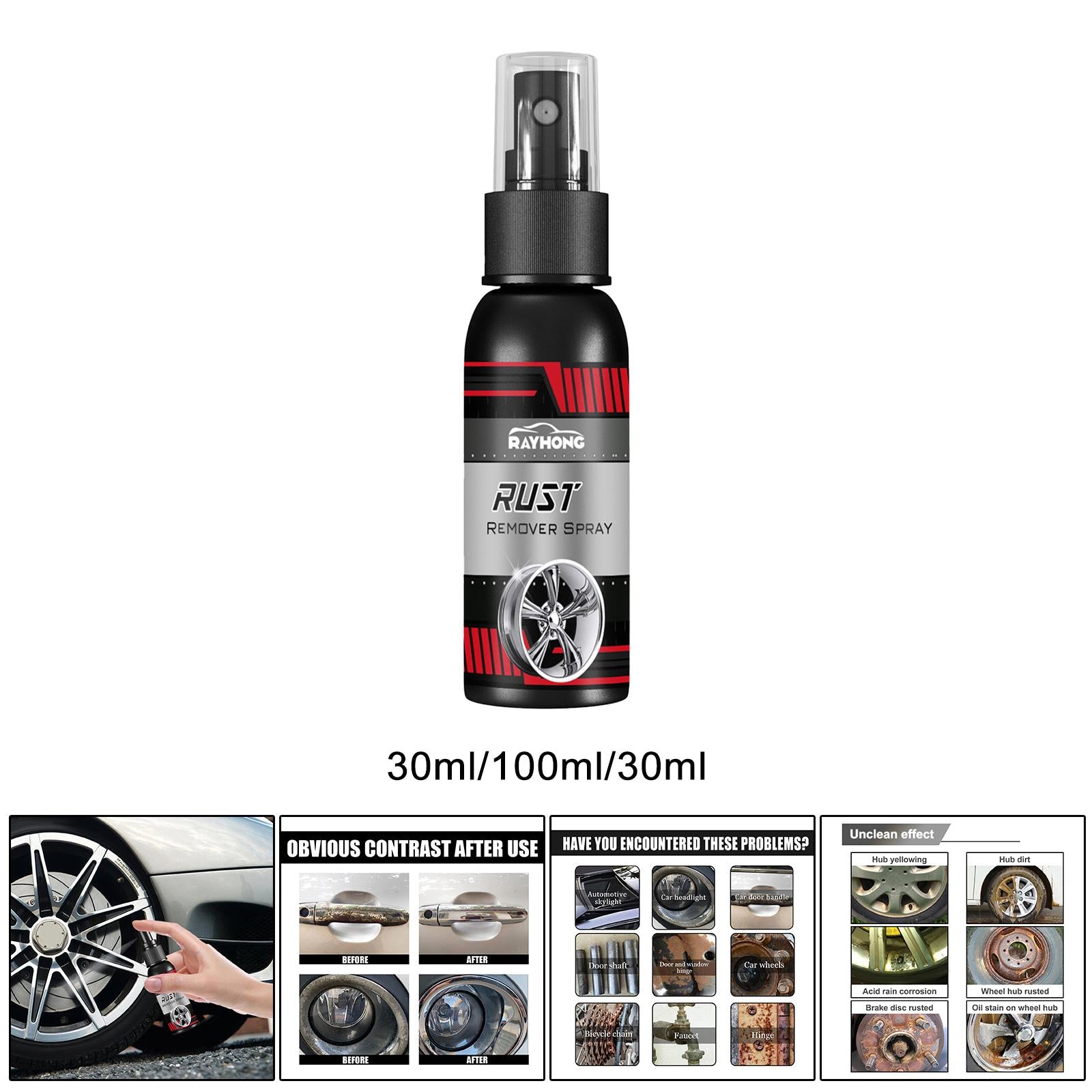 2xMultipurpose Car Rust Remover Spray for Door Handles Bikes Trucks 30ml