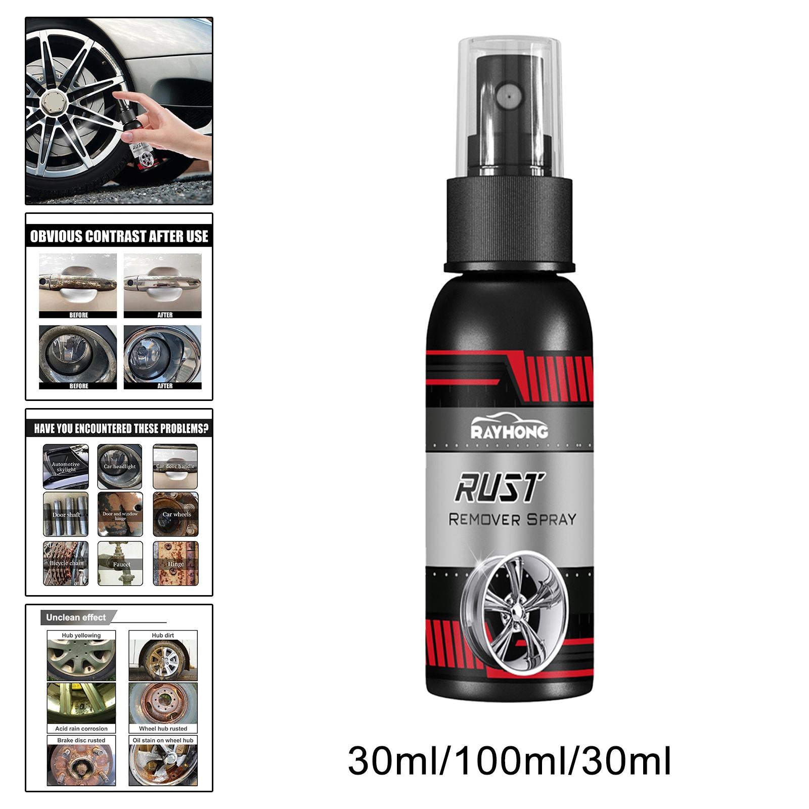 2xMultipurpose Car Rust Remover Spray for Door Handles Bikes Trucks 30ml