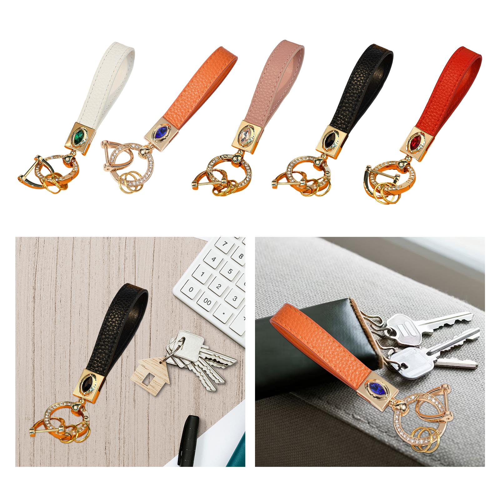 4xCar Fob Keychain D Ring Angel Eyes Keychain for Handbag Backpack Wallet white