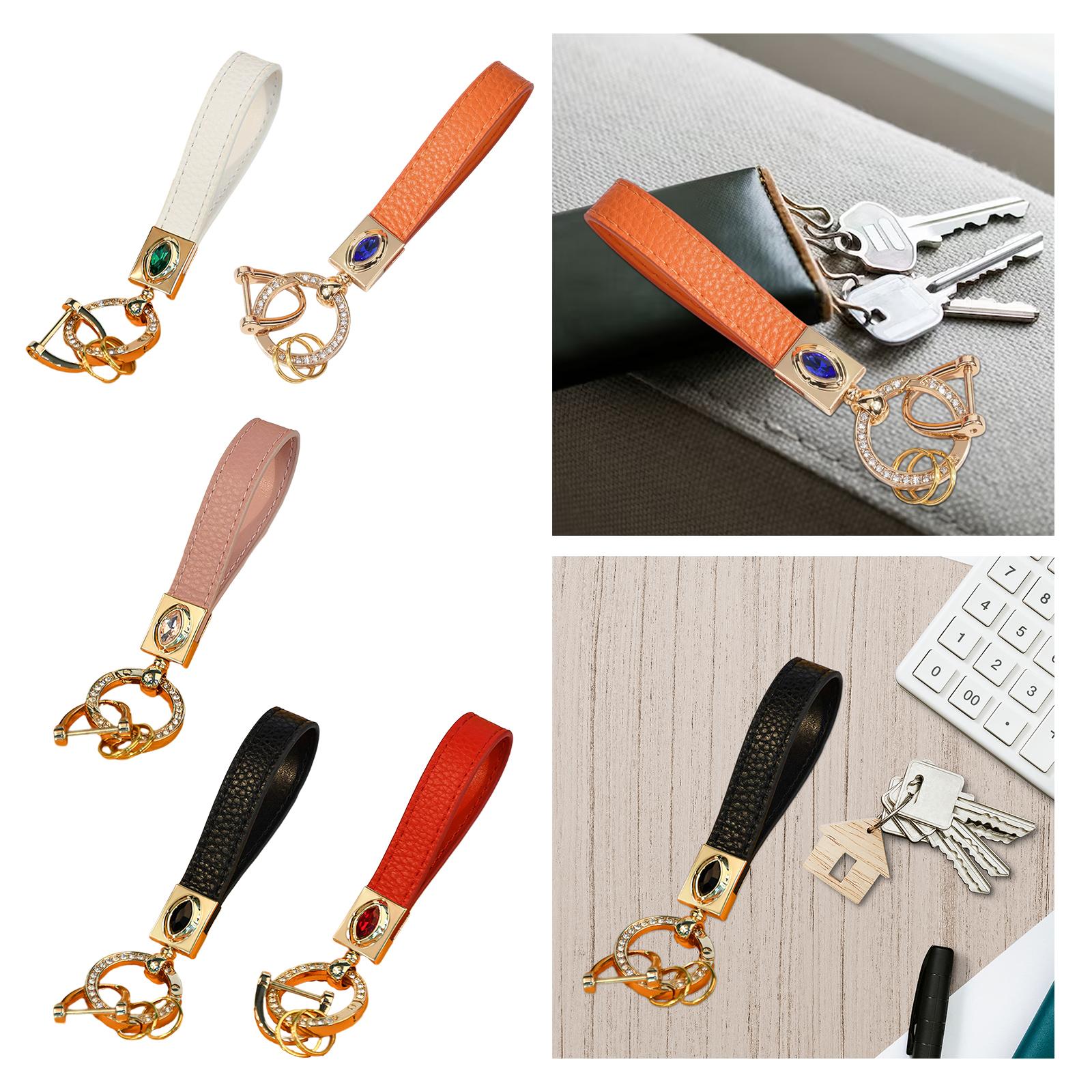4xCar Fob Keychain D Ring Angel Eyes Keychain for Handbag Backpack Wallet white