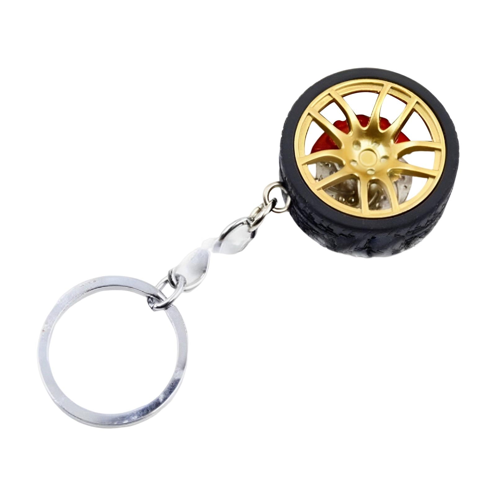 3xMini Cute Tire Keyring Creative Automobile Car Parts Model Key Chains Lovers Yellow