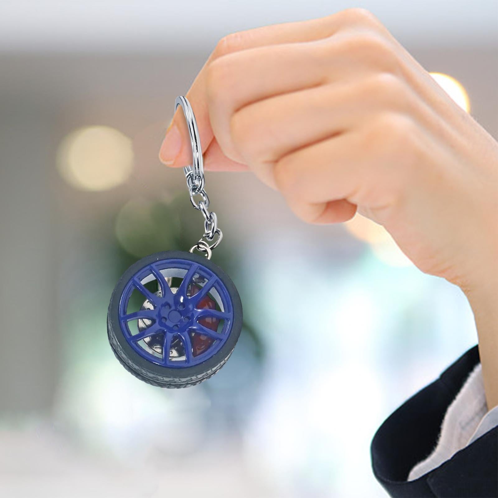2xMini Cute Tire Keyring Creative Automobile Car Parts Model Key Chains Lovers Blue