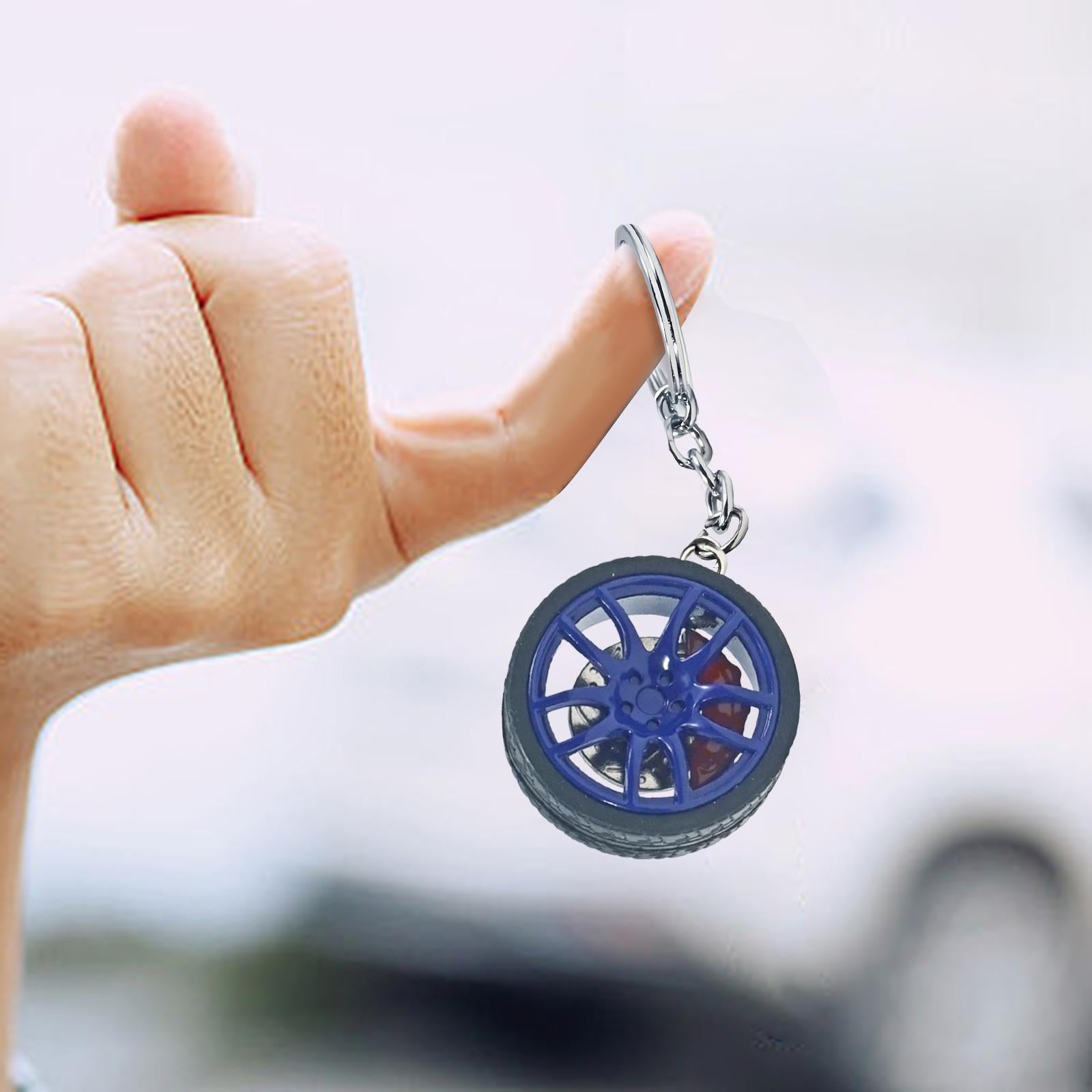 3xMini Cute Tire Keyring Creative Automobile Car Parts Model Key Chains Lovers Blue