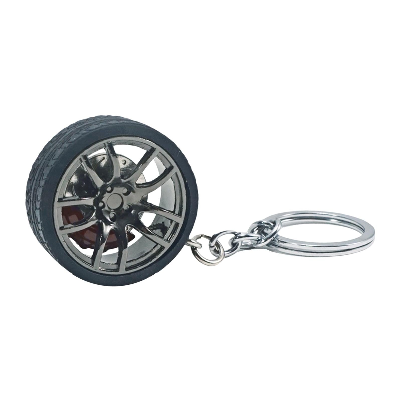 2xMini Cute Tire Keyring Creative Automobile Car Parts Model Key Chains Lovers Black