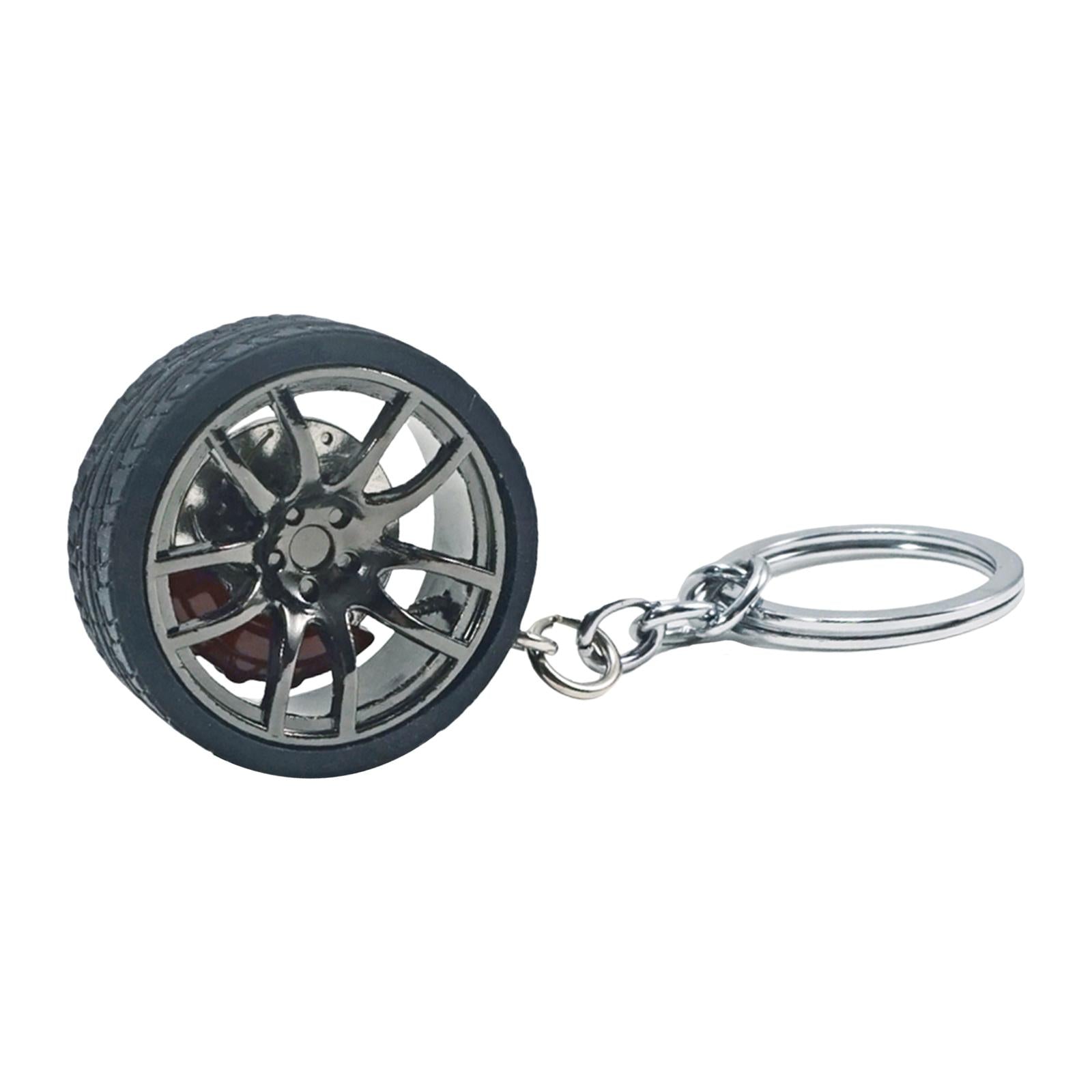 2xMini Cute Tire Keyring Creative Automobile Car Parts Model Key Chains Lovers Black