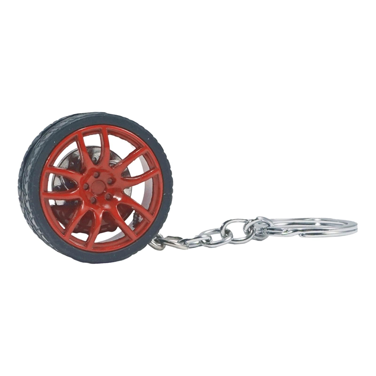 2xMini Cute Tire Keyring Creative Automobile Car Parts Model Key Chains Lovers Red