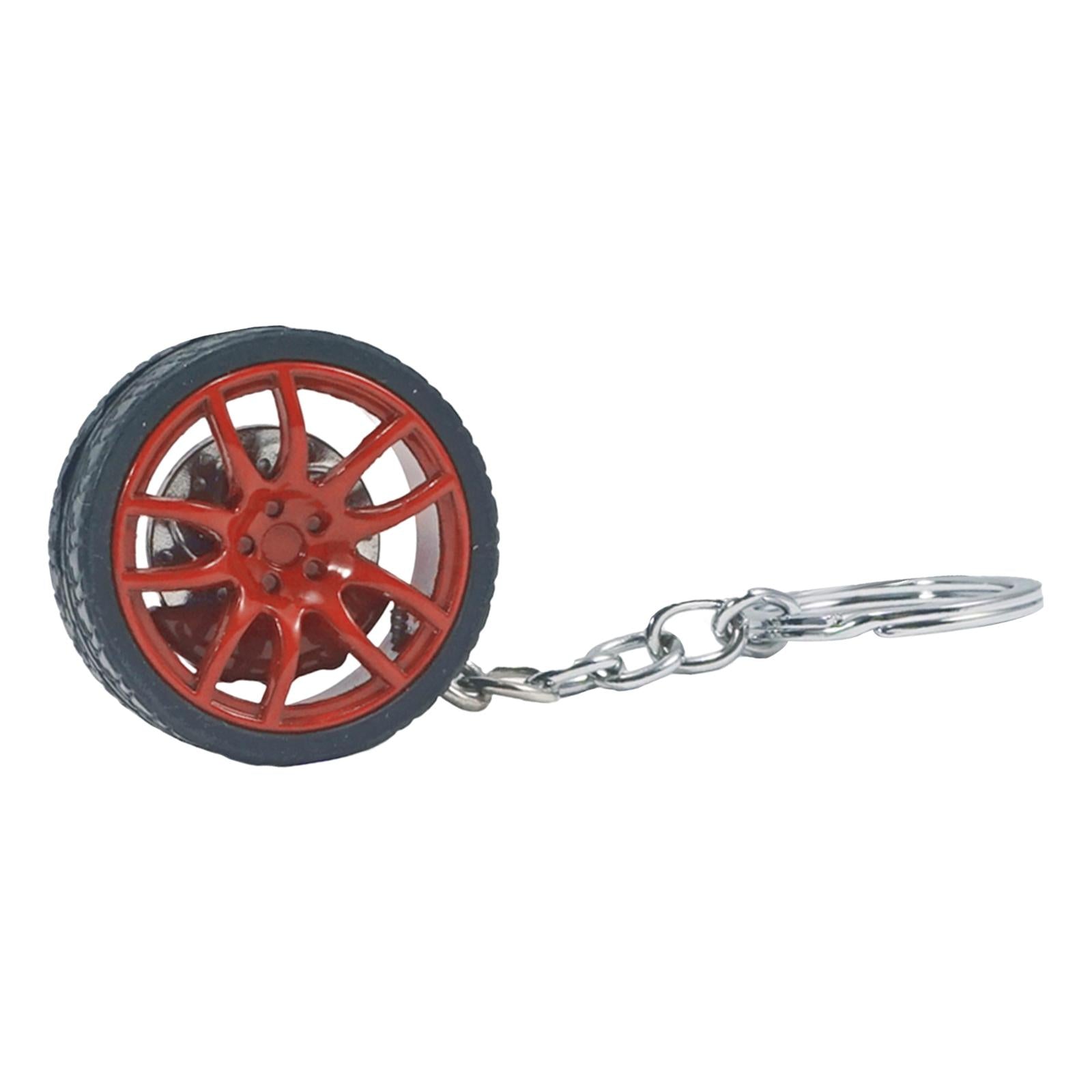 4xMini Cute Tire Keyring Creative Automobile Car Parts Model Key Chains Lovers Red