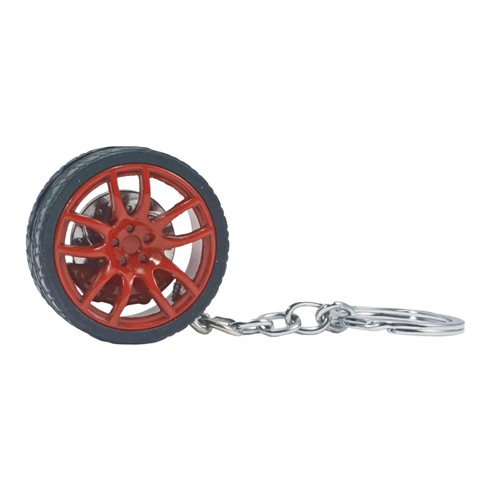 3xMini Cute Tire Keyring Creative Automobile Car Parts Model Key Chains Lovers Red