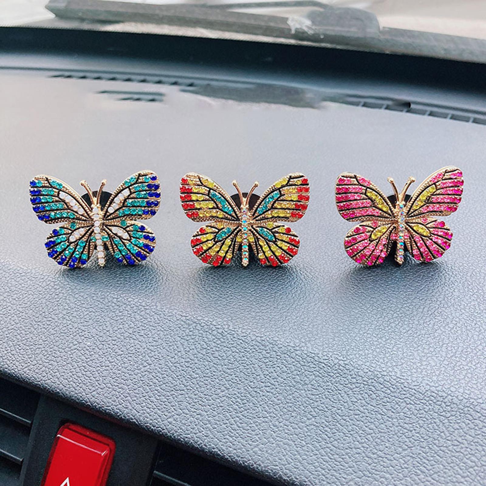 3xButterfly Car Vent Clips Car Interior Decor Universal Car Diffuser Vent Clip Blue