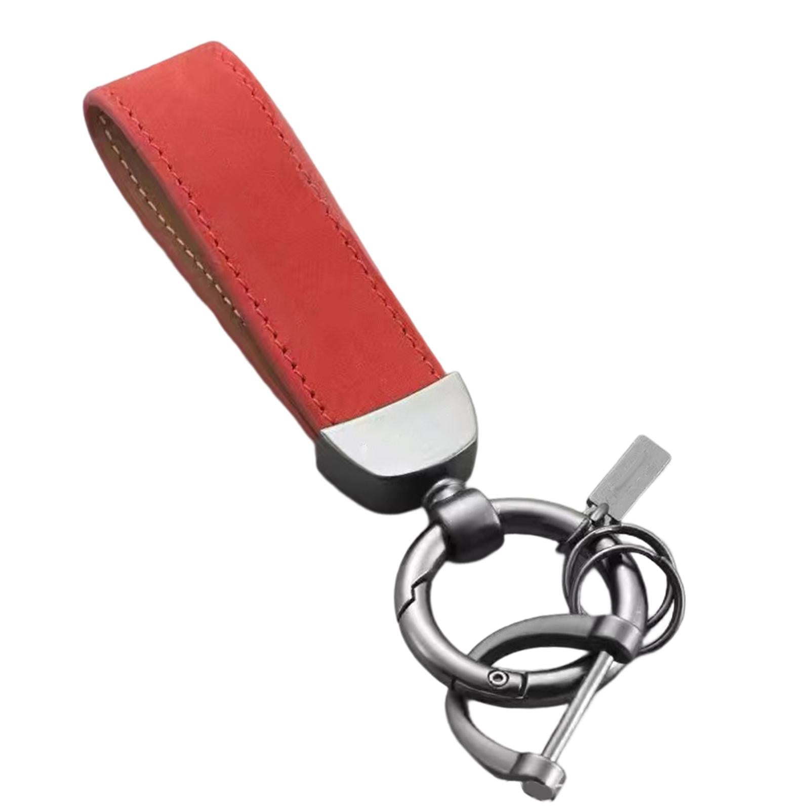 2xPU Leather Keychain Decor Gift Key Ring Clip for Backpack Purse Handbag Red