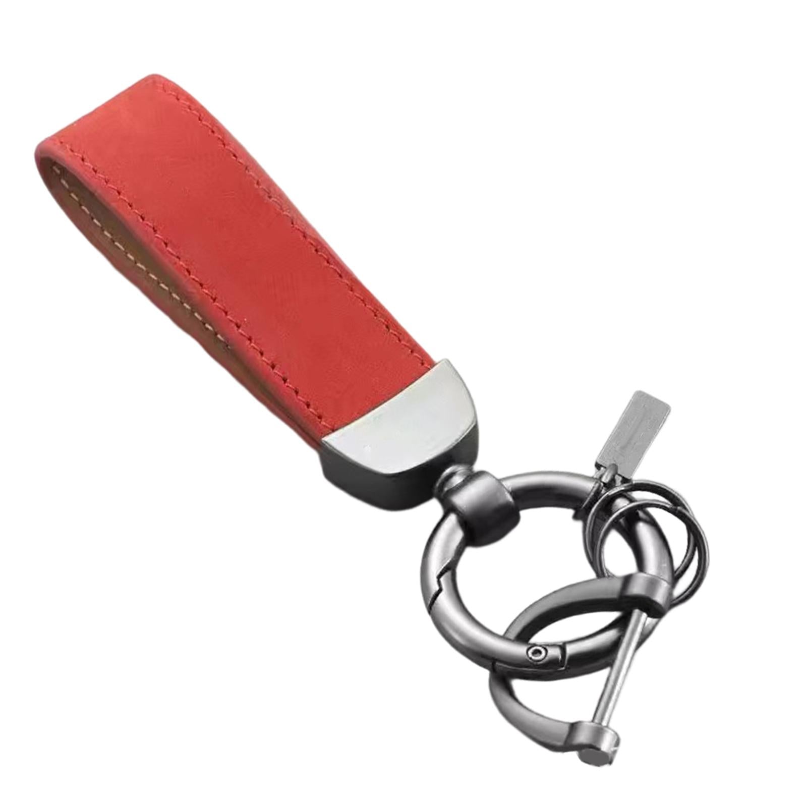 2xPU Leather Keychain Decor Gift Key Ring Clip for Backpack Purse Handbag Red