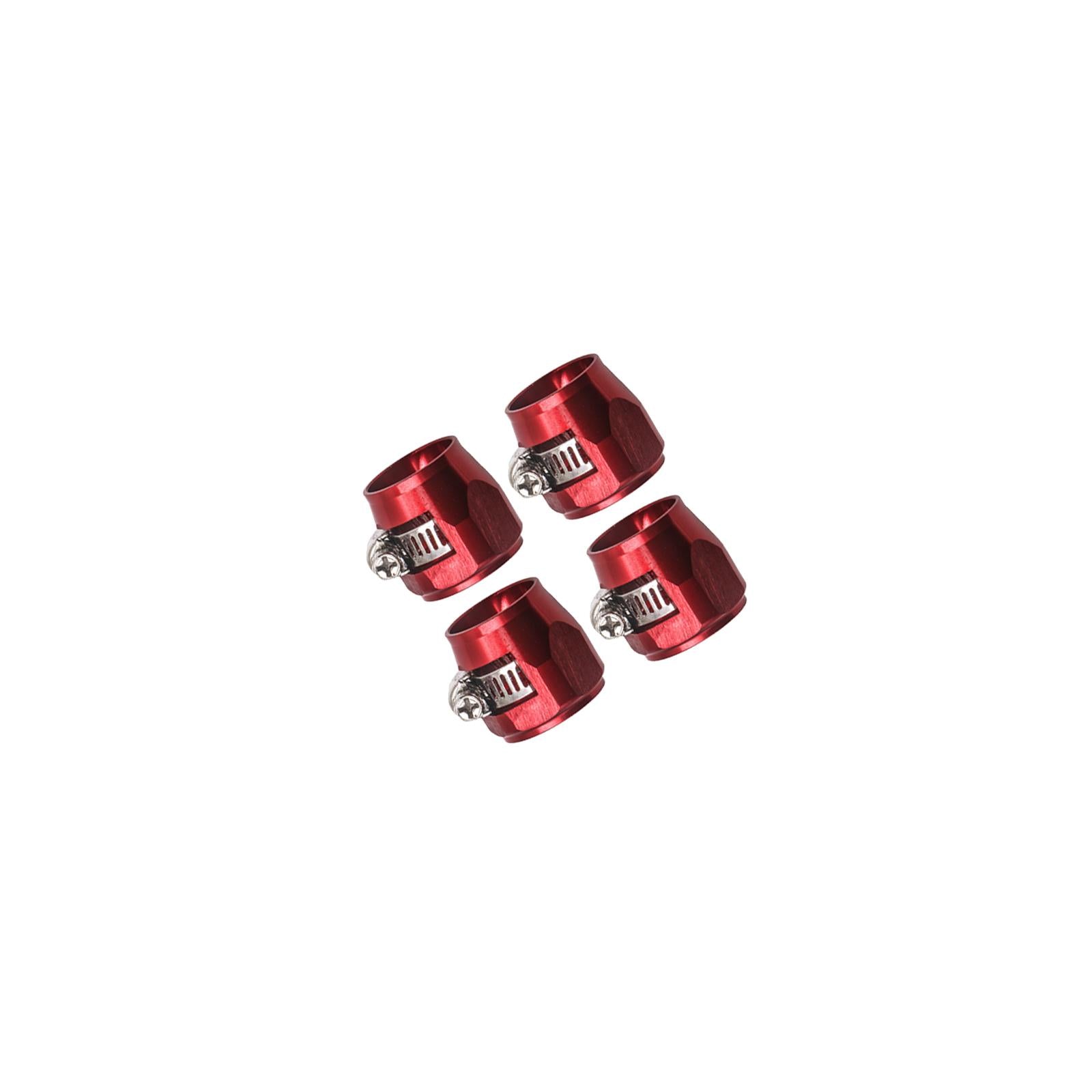 4x4 Pieces Hose Finisher Clamps Aluminum Alloy with Screw Band Hose Connectors Red AN6