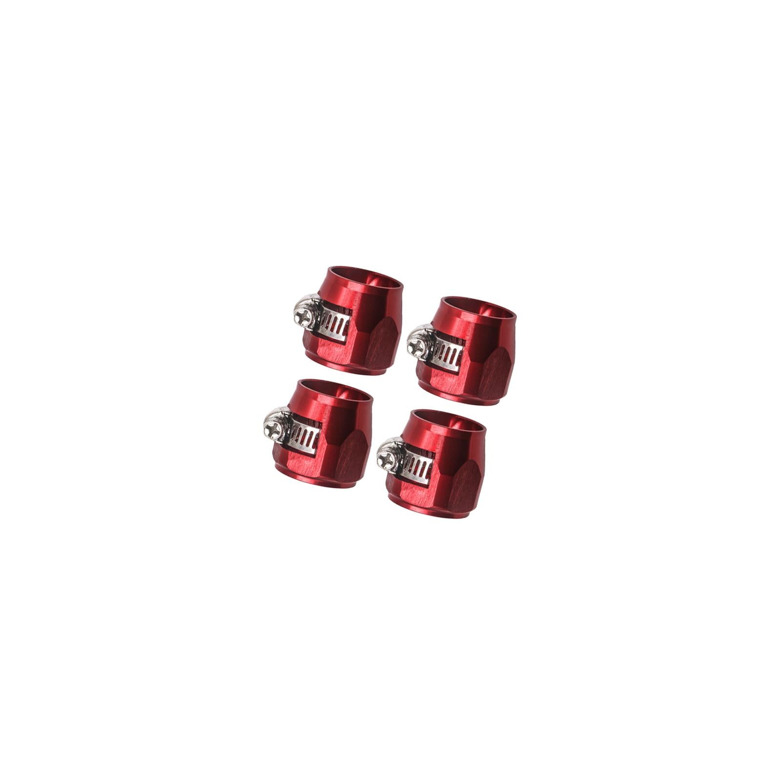 2x4 Pieces Hose Finisher Clamps Aluminum Alloy with Screw Band Hose Connectors Red AN6