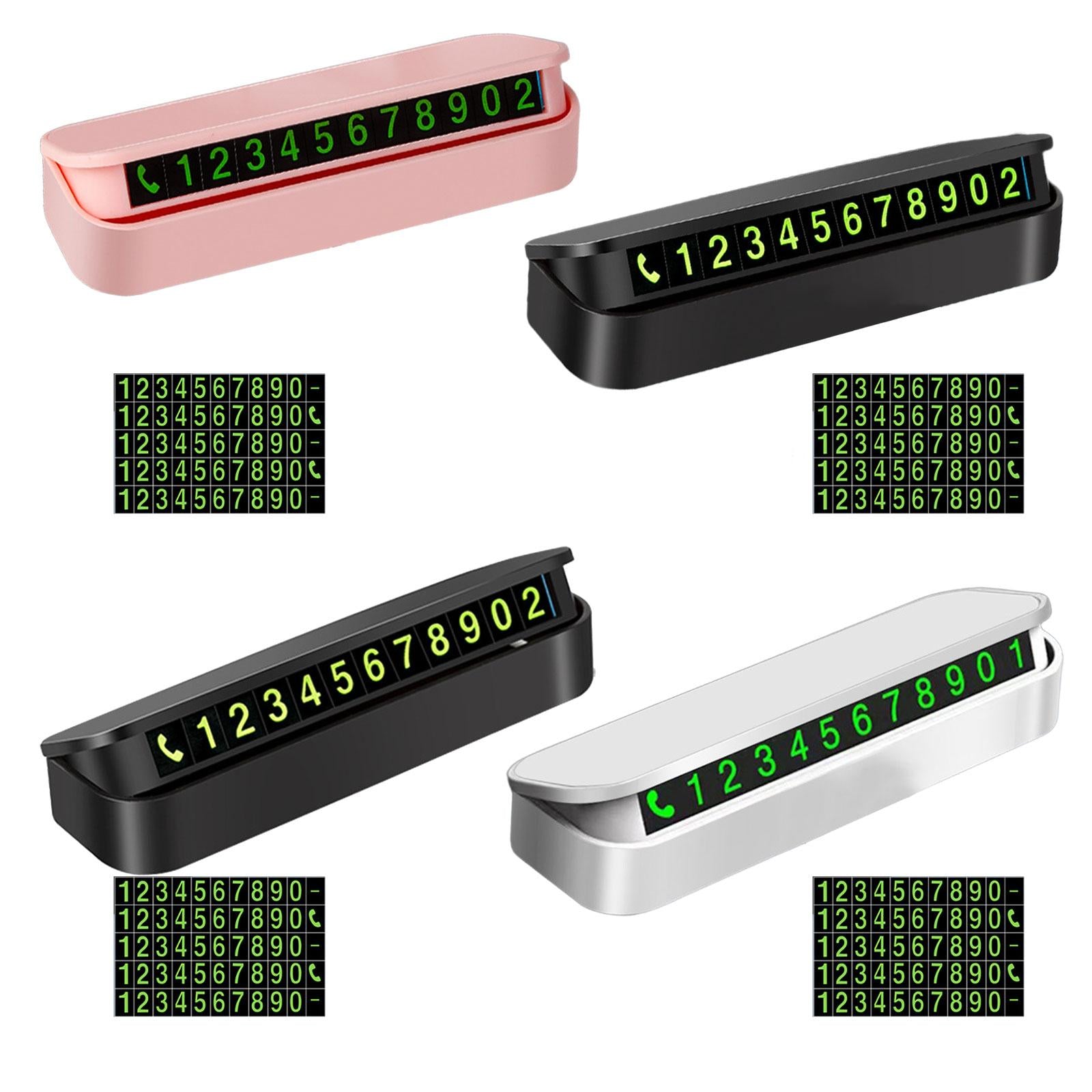 3xCar Phone Number Plate Stop Accessories Hidden Parking Phone Number Card black