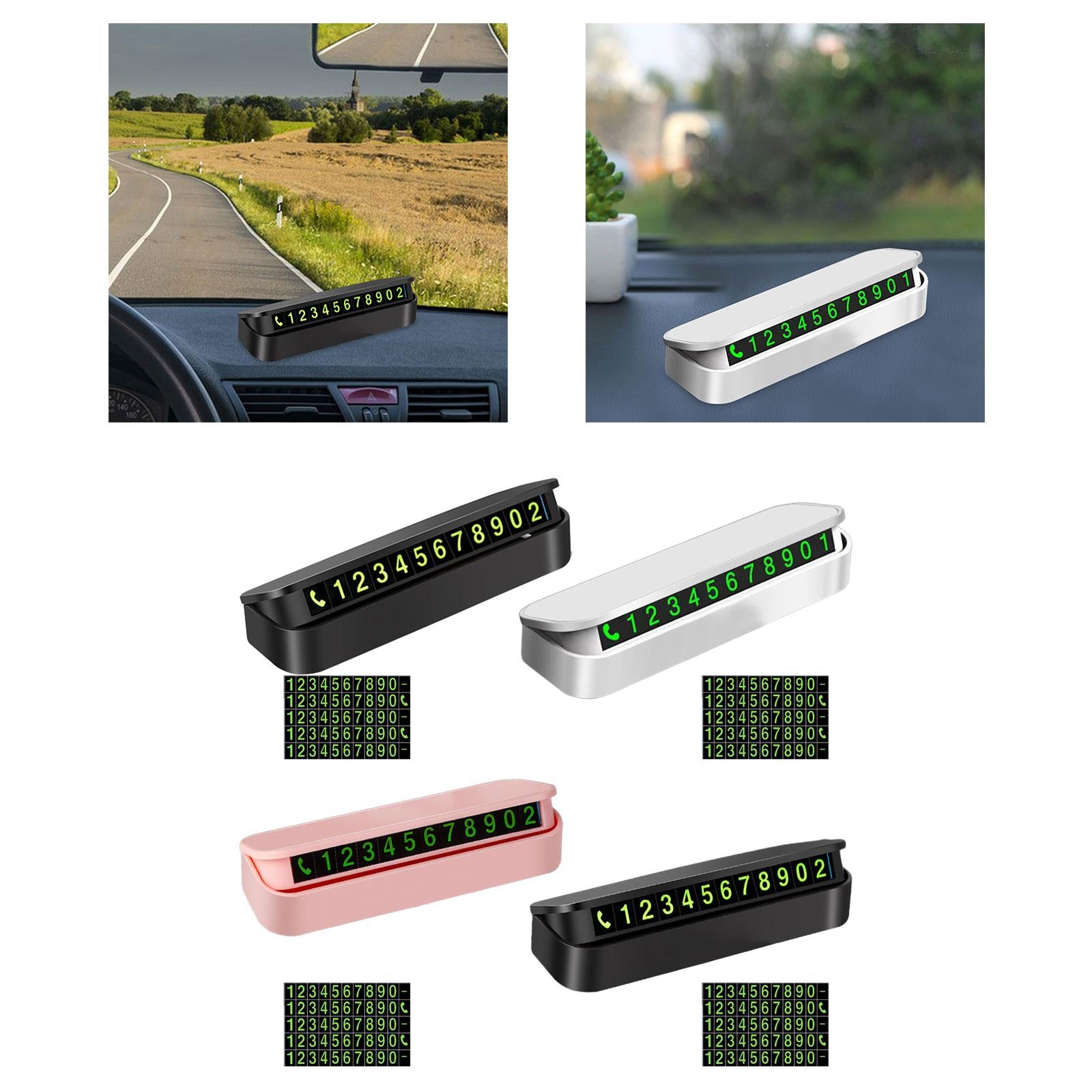 2xCar Phone Number Plate Stop Accessories Hidden Parking Phone Number Card black