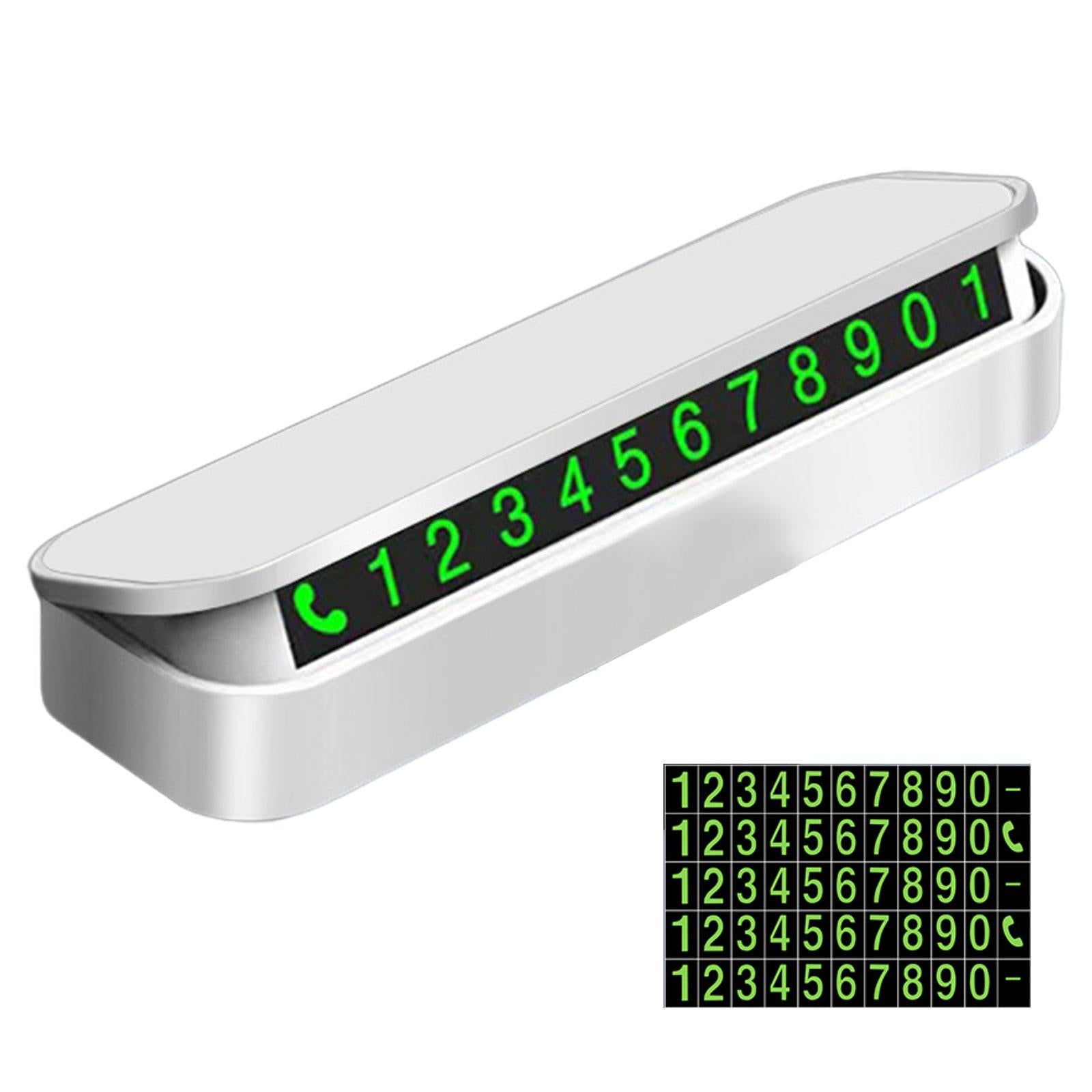 2xCar Phone Number Plate Stop Accessories Hidden Parking Phone Number Card white