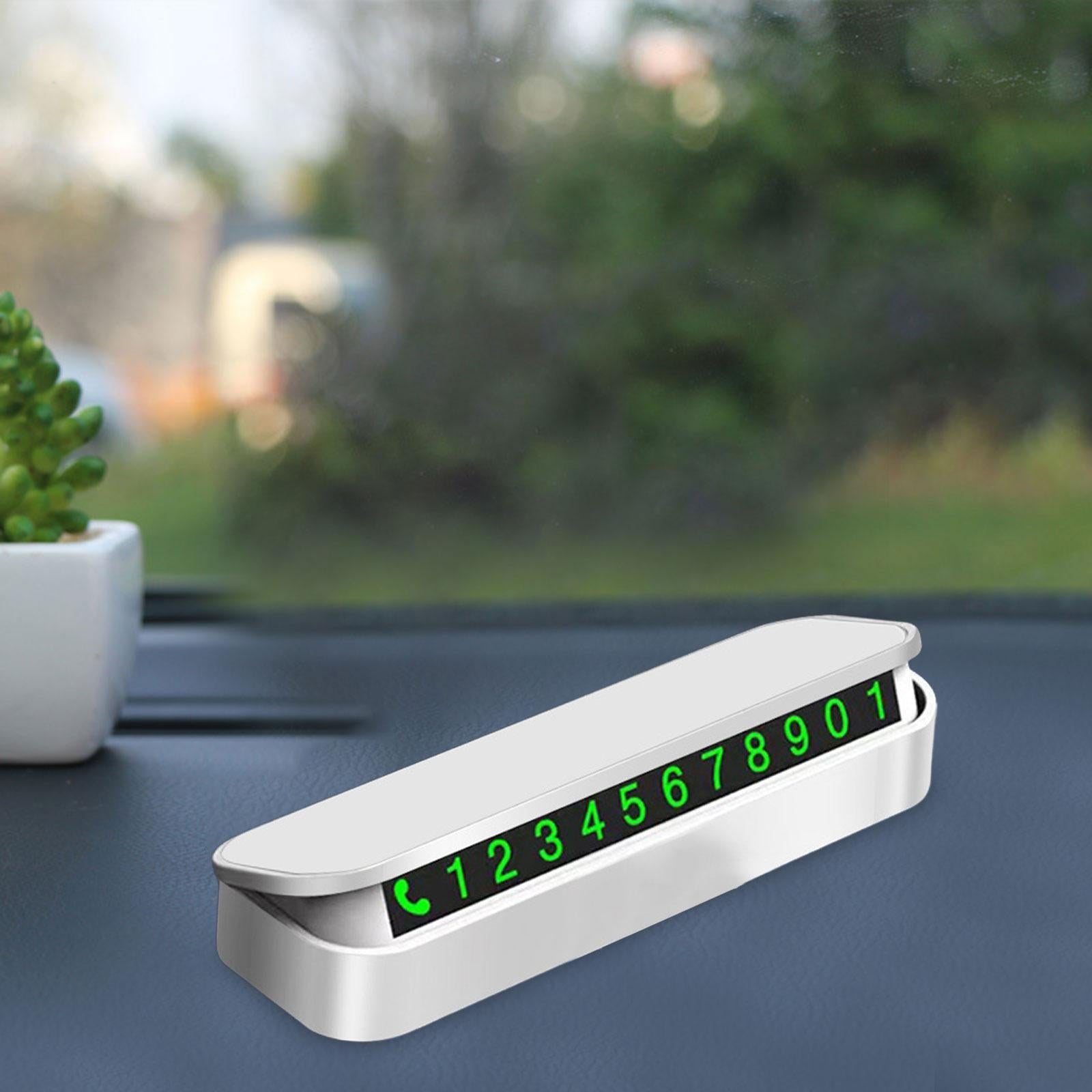 2xCar Phone Number Plate Stop Accessories Hidden Parking Phone Number Card white