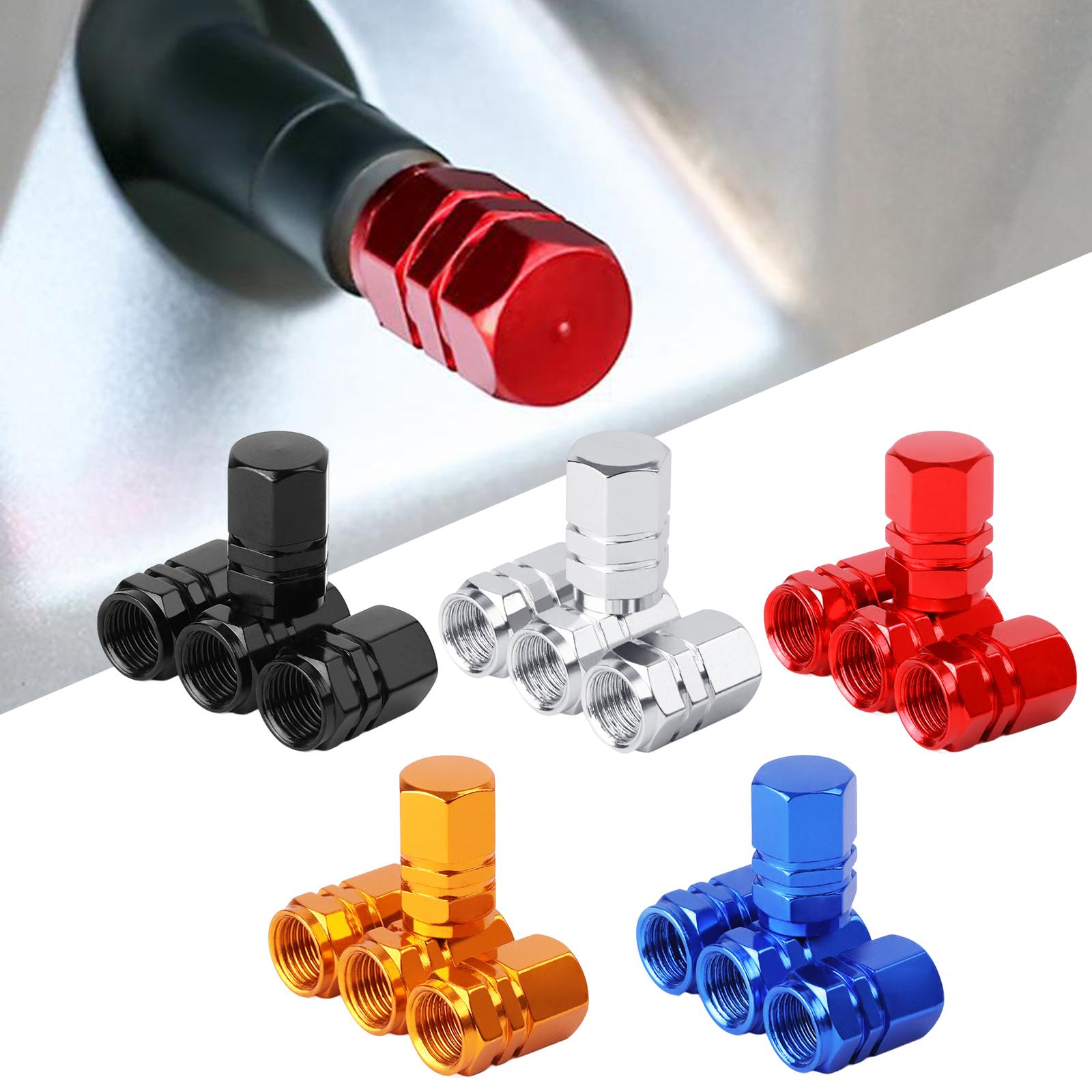 4x4 Pieces Car Tire Valve Stem Caps Seal Air Caps Covers for Trucks Bikes black