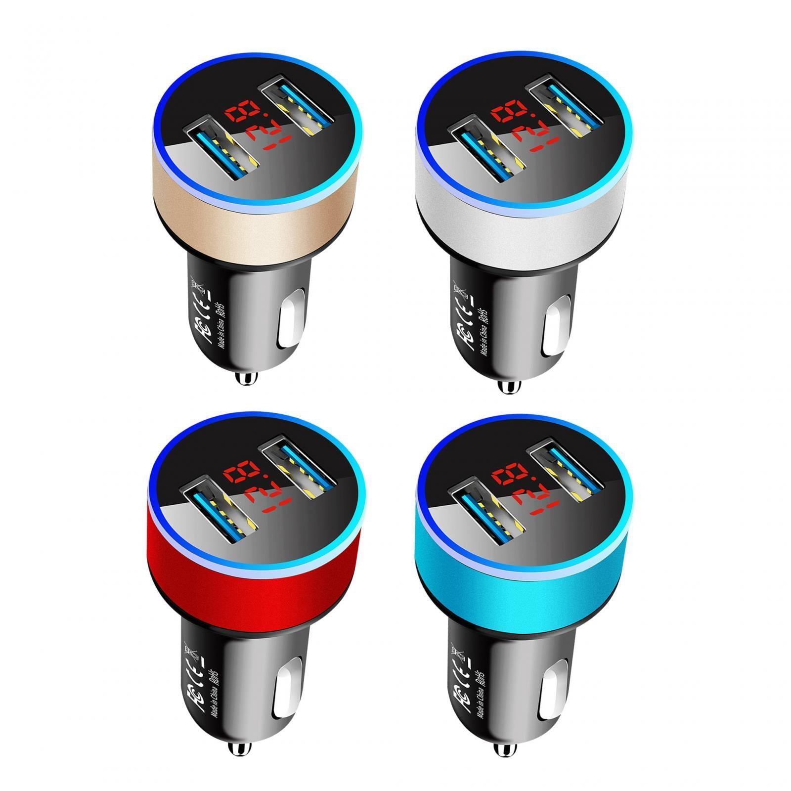 3xCar Charger with Voltage Dual Ports for Smartphones MP3 Cameras Gold