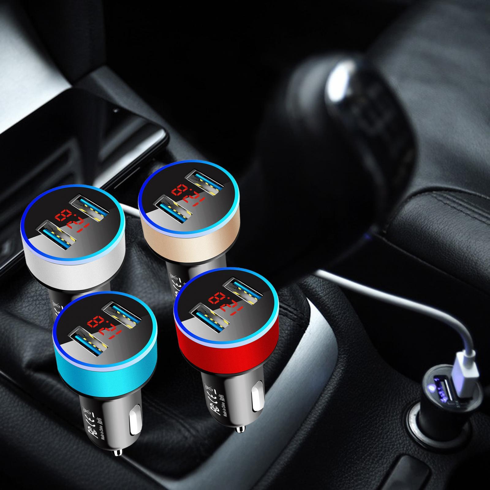 4xCar Charger with Voltage Dual Ports for Smartphones MP3 Cameras Gold