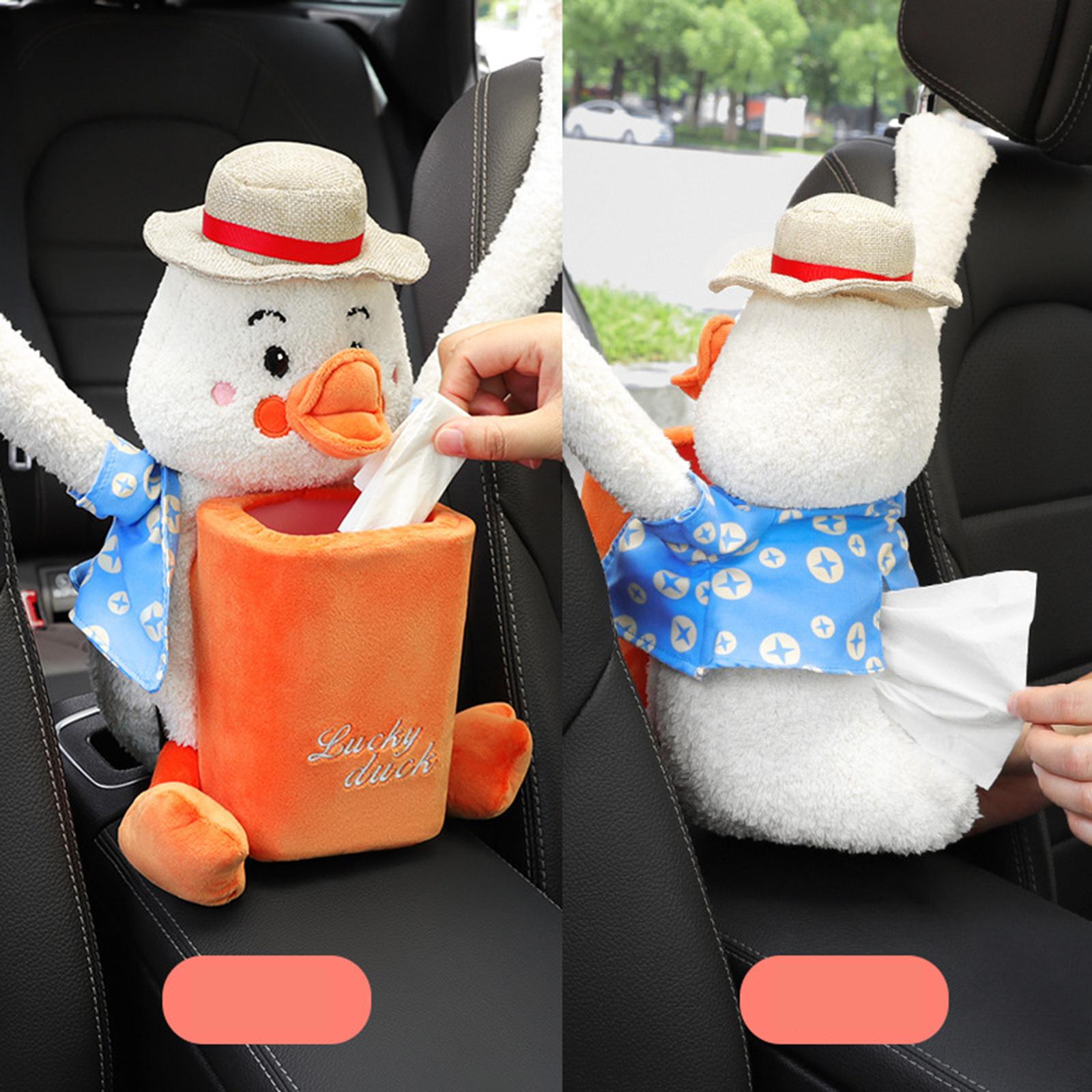 Plush Tissue Box Trash Can Tissue Holder for Vehicle Decoration Style B
