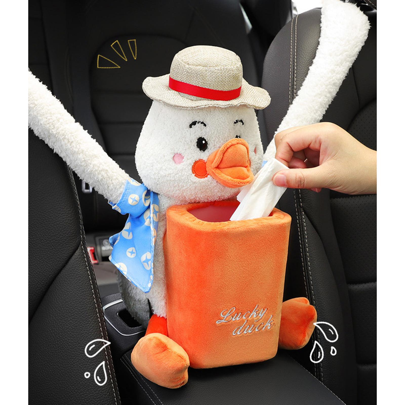 Plush Tissue Box Trash Can Tissue Holder for Vehicle Decoration Style B