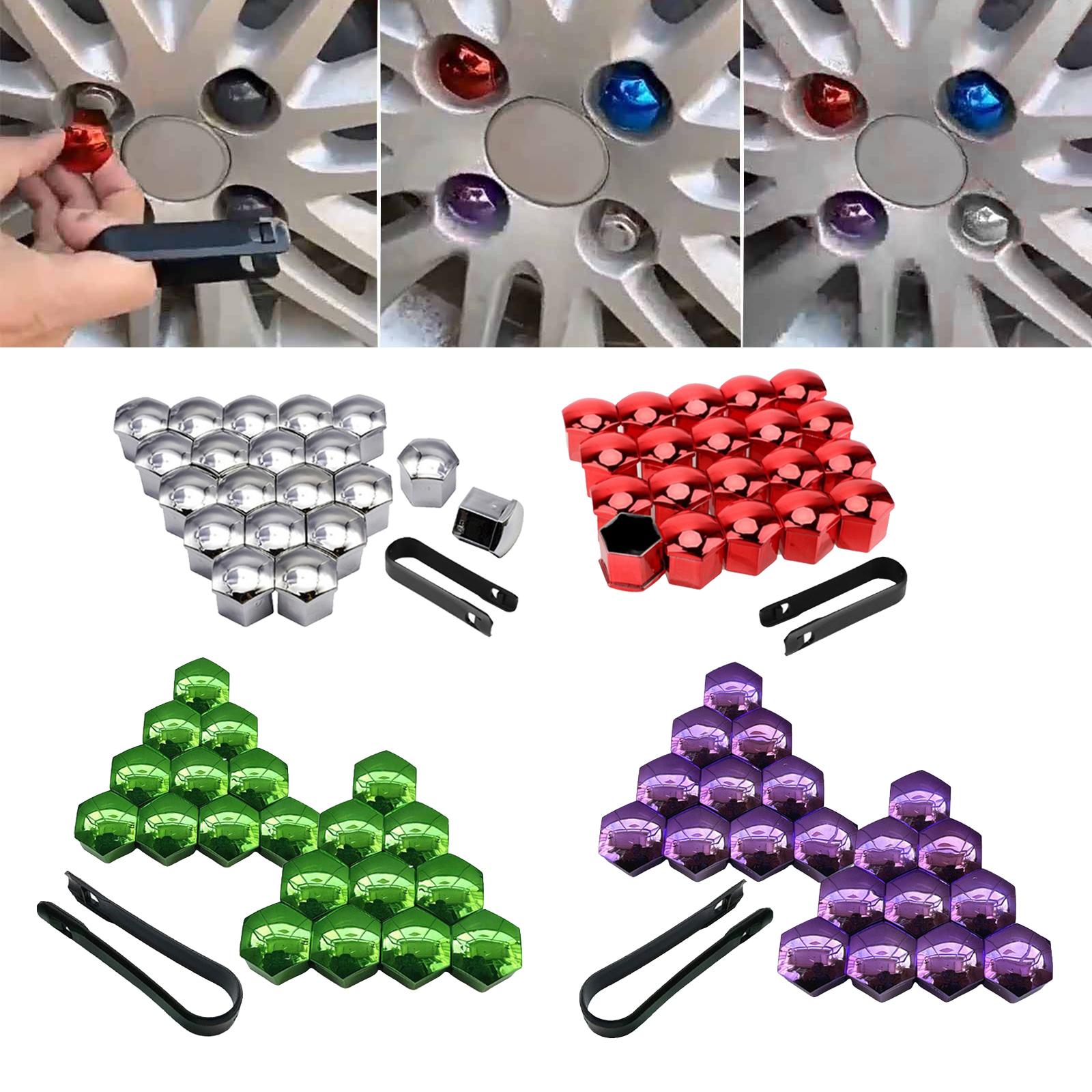 3x20 Pieces Car Wheel Nut Caps Covers Anti Rust Wheel Rim Cover Wheel Nut Caps Silver 17mm
