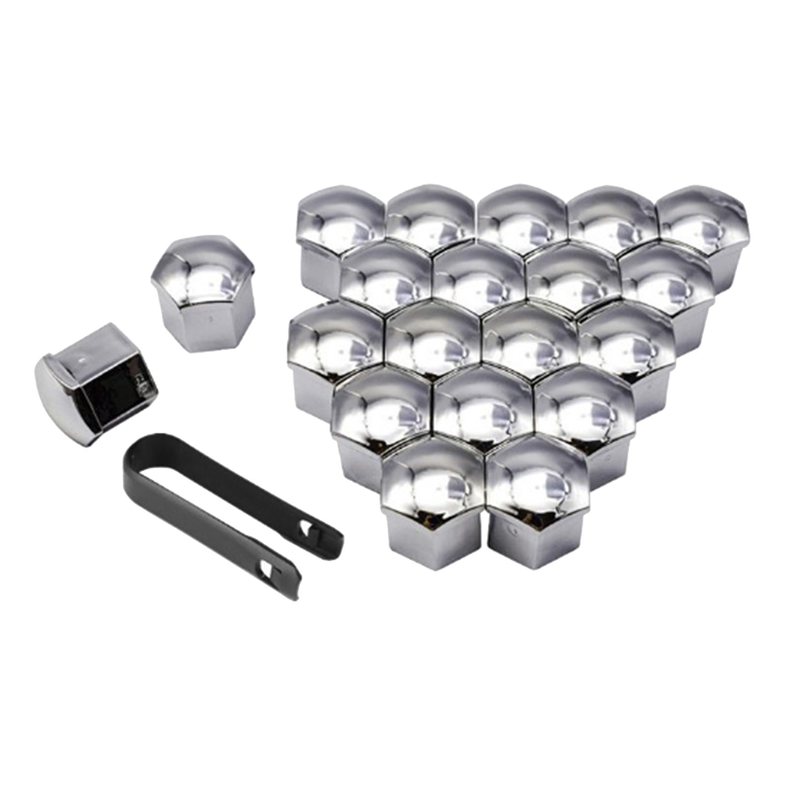 2x20 Pieces Car Wheel Nut Caps Covers Anti Rust Wheel Rim Cover Wheel Nut Caps Silver 17mm