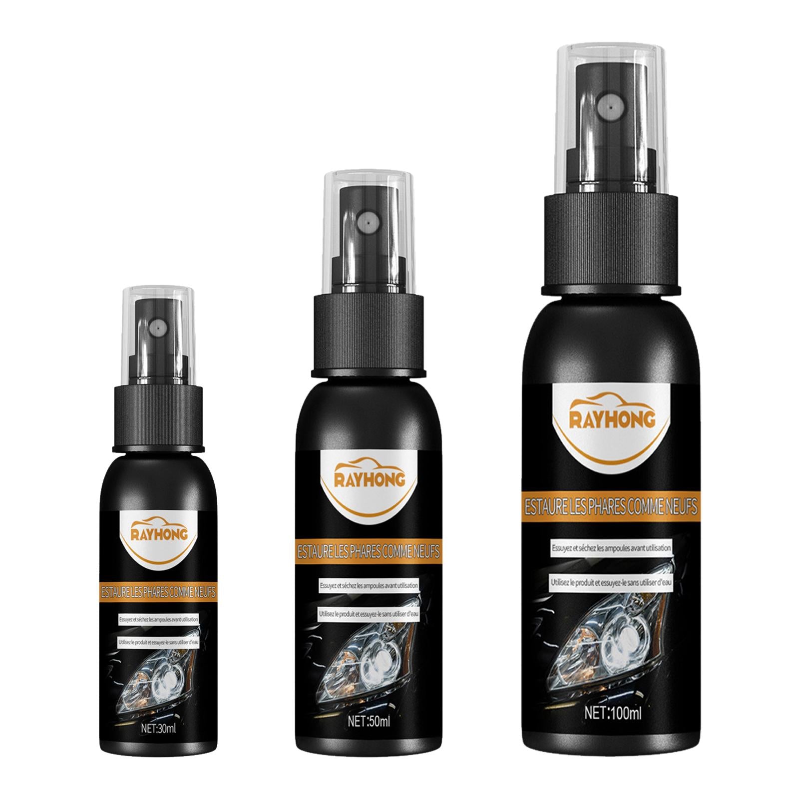 2xCar Headlight Renewal Polish Car Assecories Car Headlight Repair Fluid Spray 50ml