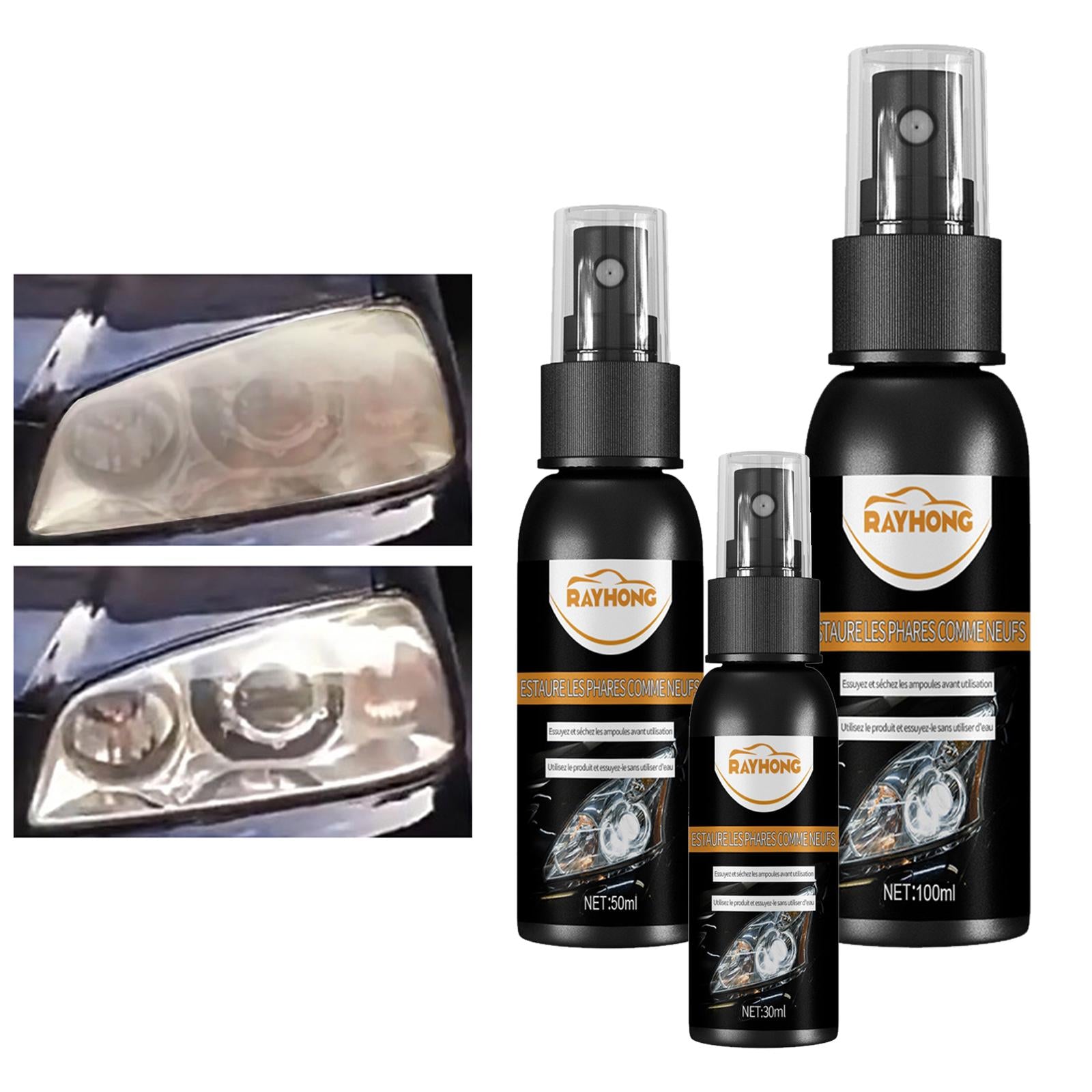 3xCar Headlight Renewal Polish Car Assecories Car Headlight Repair Fluid Spray 50ml