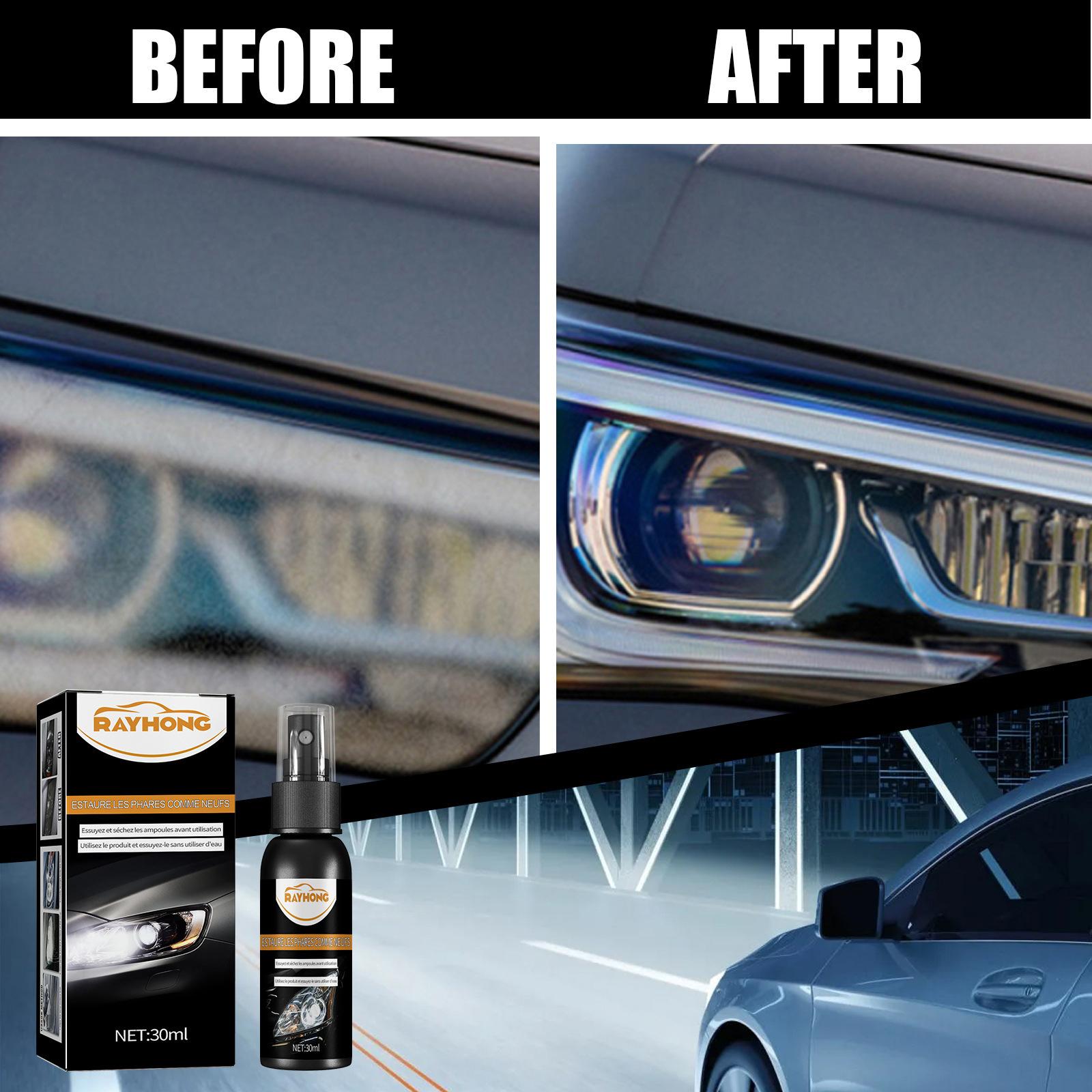 3xCar Headlight Renewal Polish Car Assecories Car Headlight Repair Fluid Spray 30ml Set