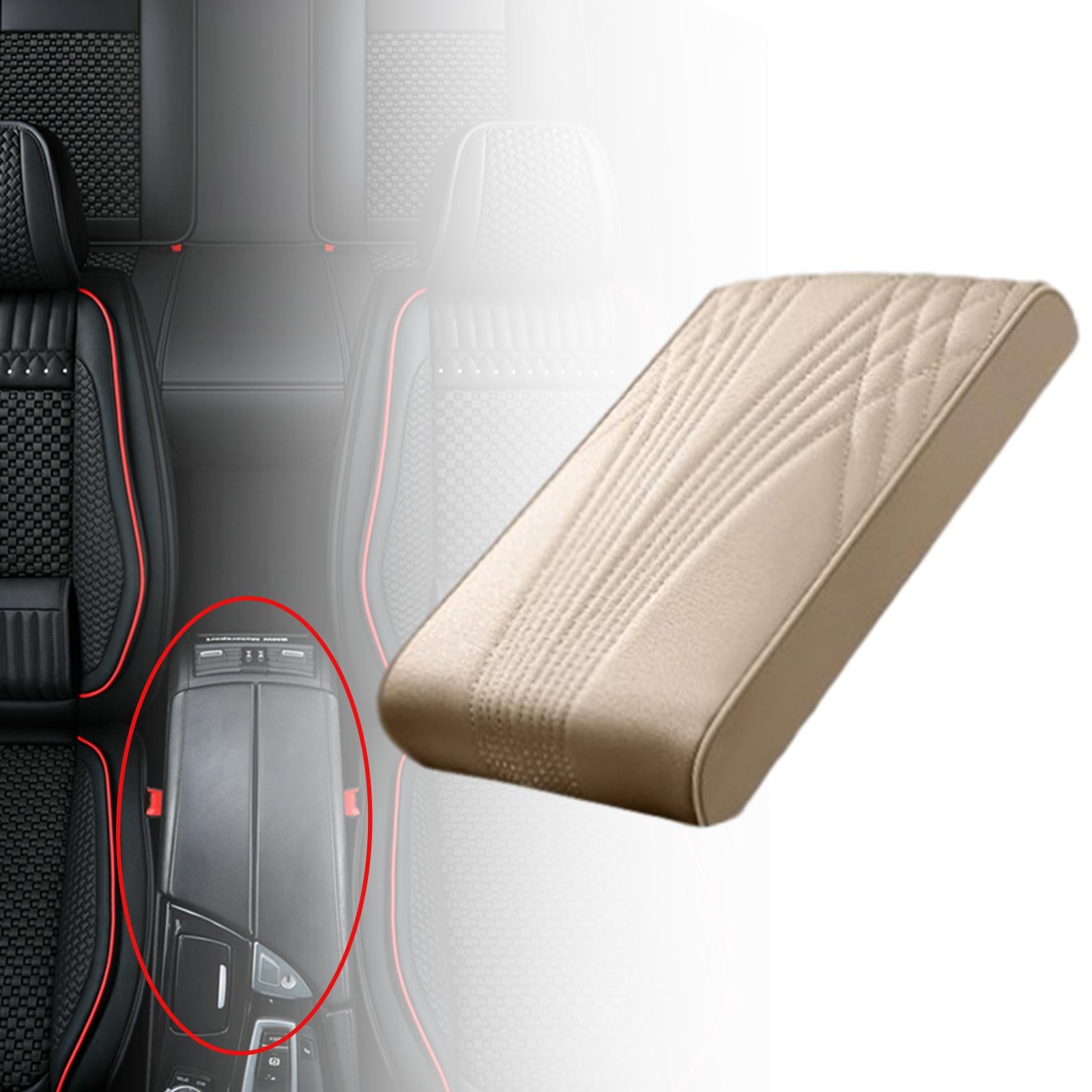 Car Center Console Cover Center Console Box Cushion Mat for Vehicle SUV Beige
