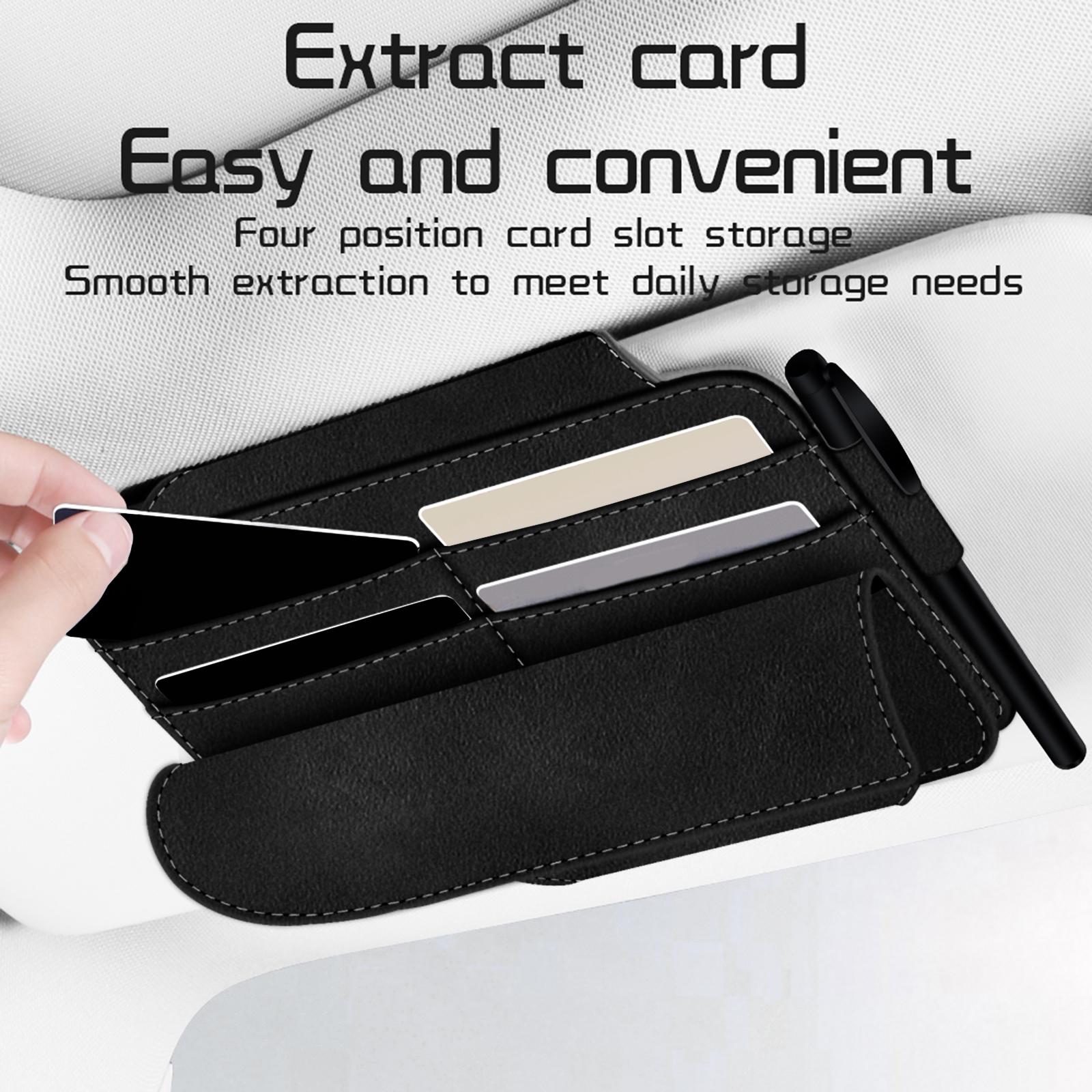 Car Sun Visor Organizer Car Visor Accessories Ticket Card Holder Storage Bag Black