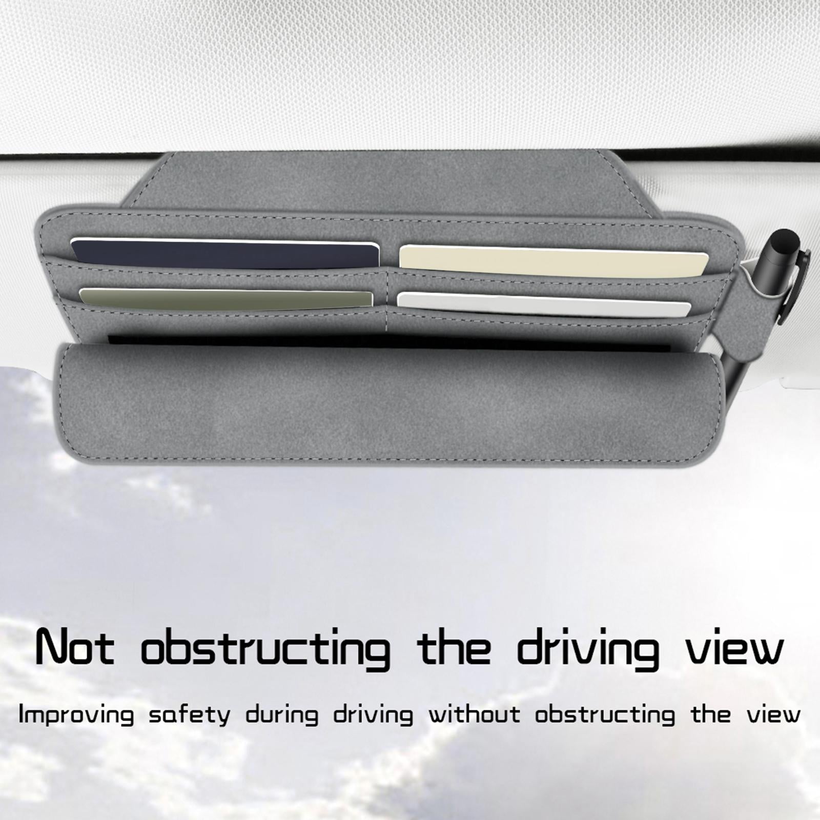 Car Sun Visor Organizer Car Visor Accessories Ticket Card Holder Storage Bag Gray