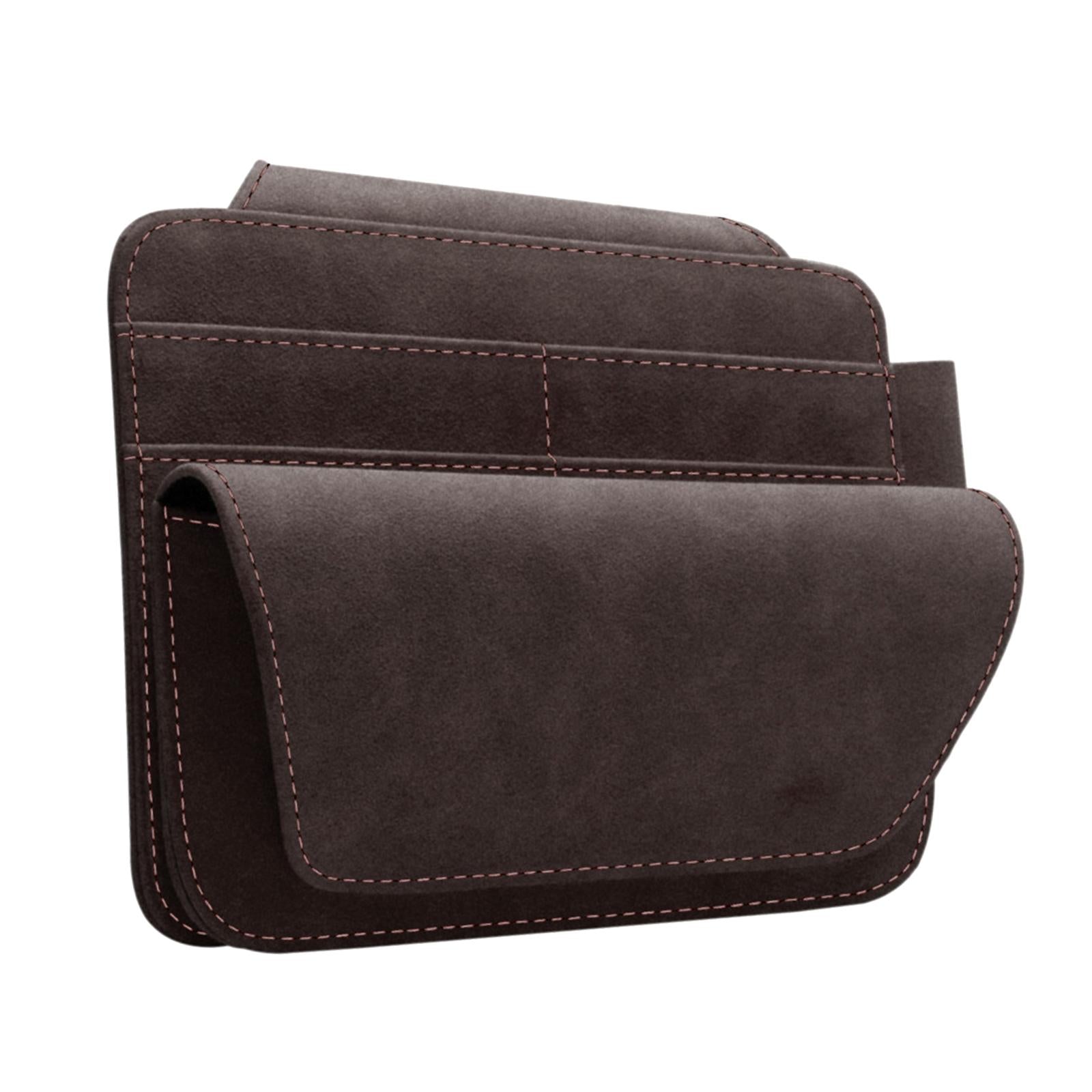 Car Sun Visor Organizer Car Visor Accessories Ticket Card Holder Storage Bag Brown