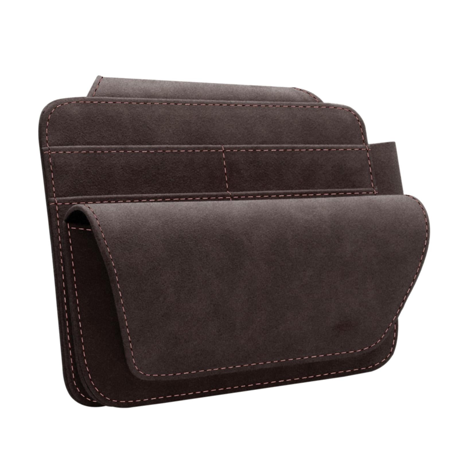 Car Sun Visor Organizer Car Visor Accessories Ticket Card Holder Storage Bag Brown