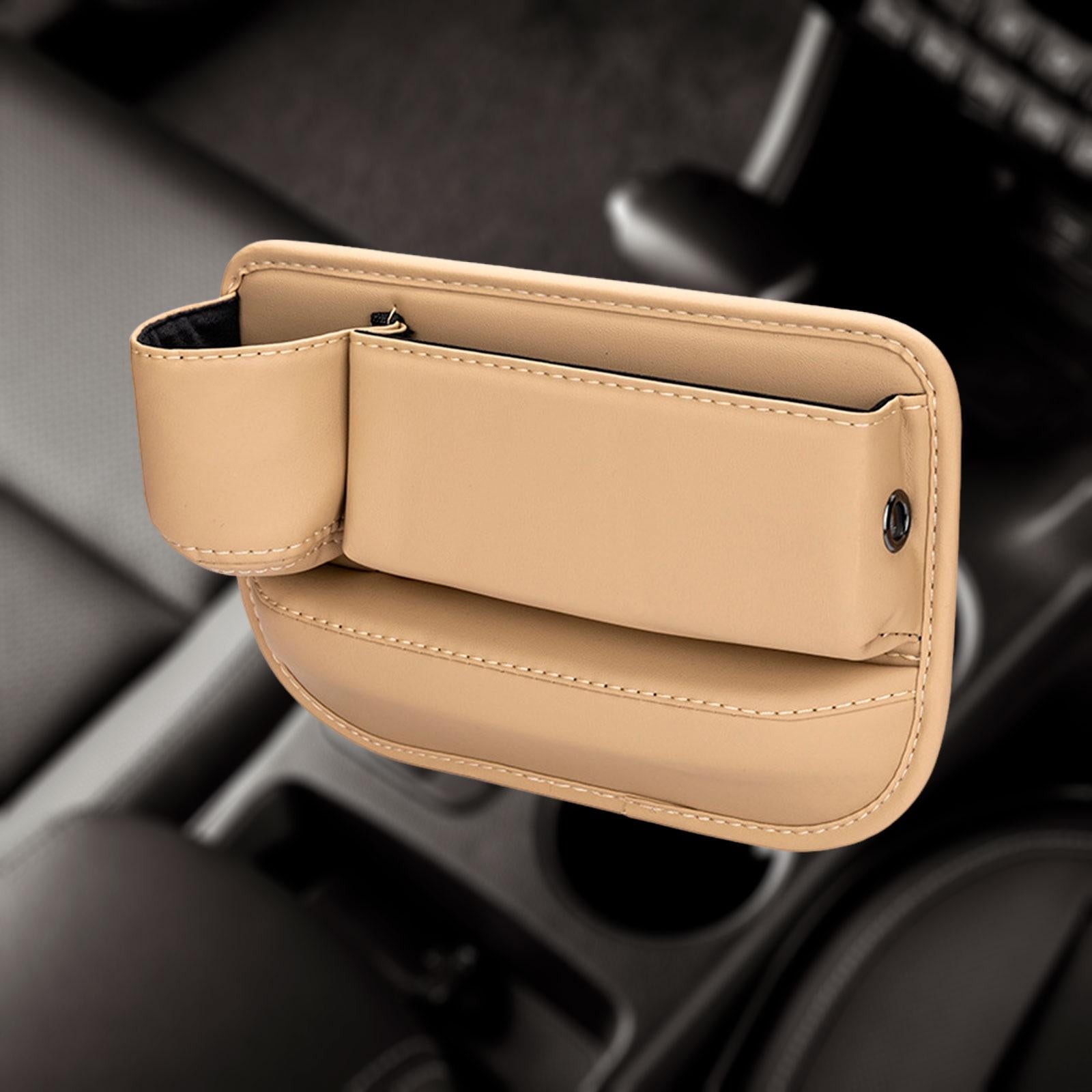 Car Seat Gap Organizer Car Seat Crevice Storage Box for Cellphones Pens Beige Main Driver
