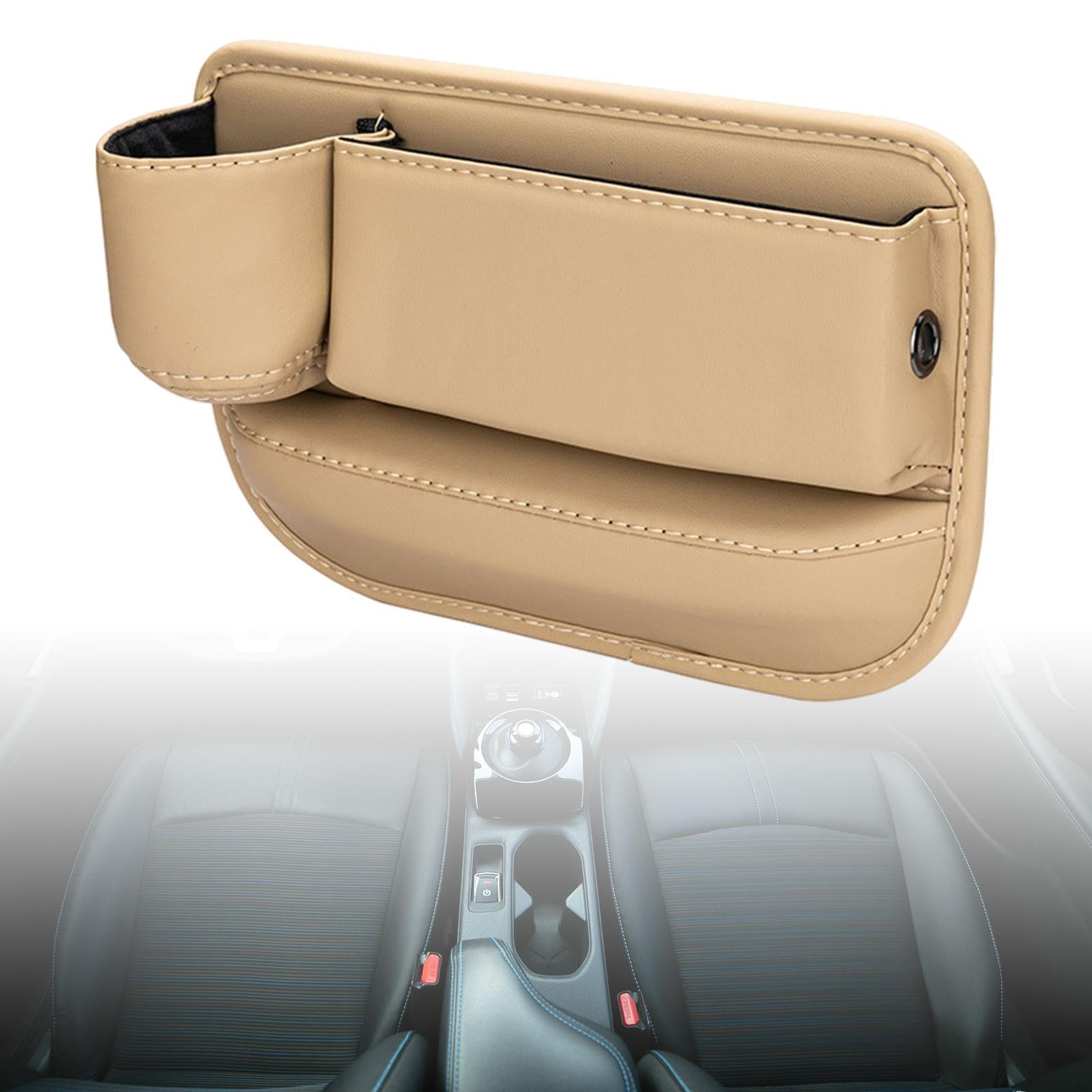 Car Seat Gap Organizer Car Seat Crevice Storage Box for Cellphones Pens Beige Main Driver