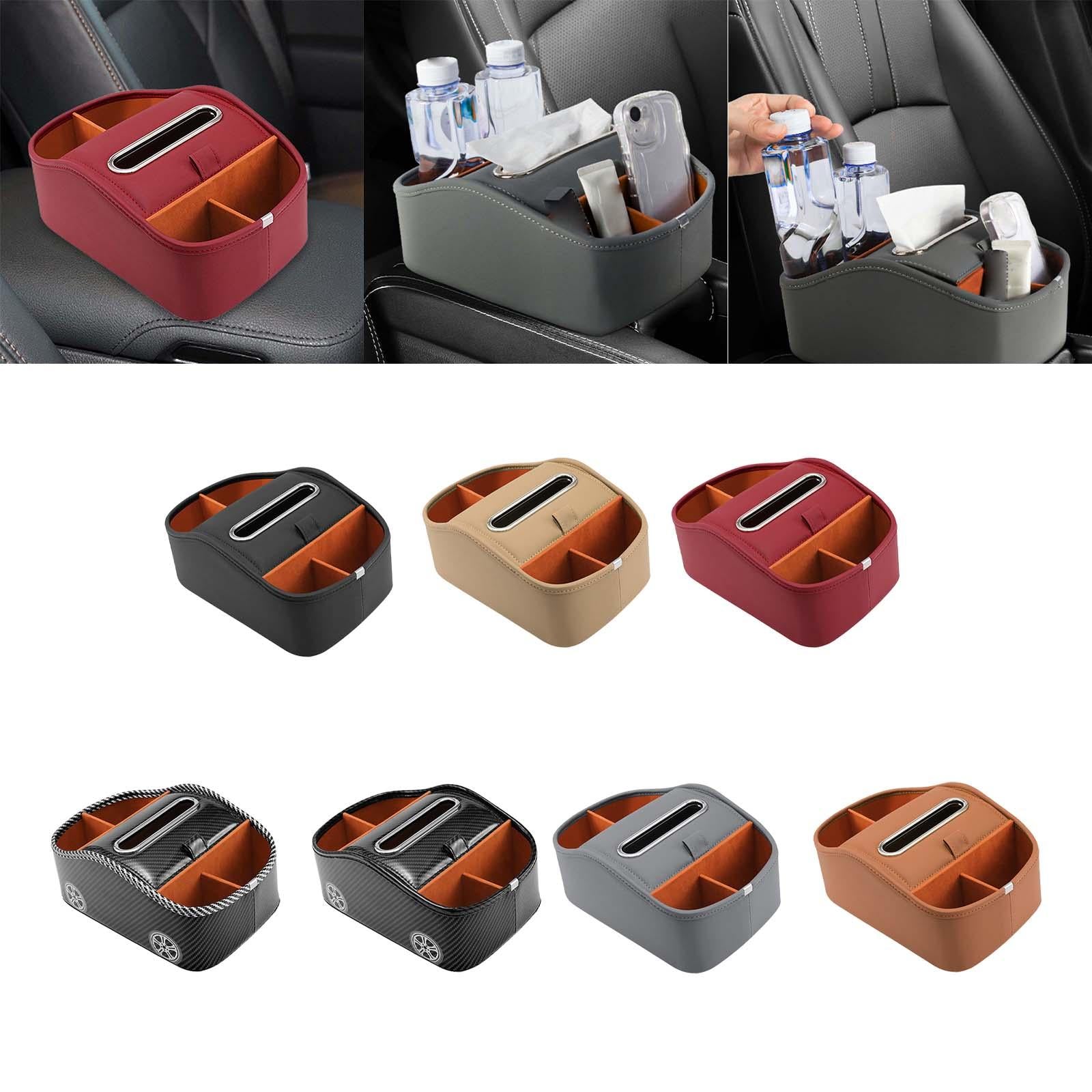 Car Armrest Storage Box Console Organizer for Lipstick Key Paper Towels black